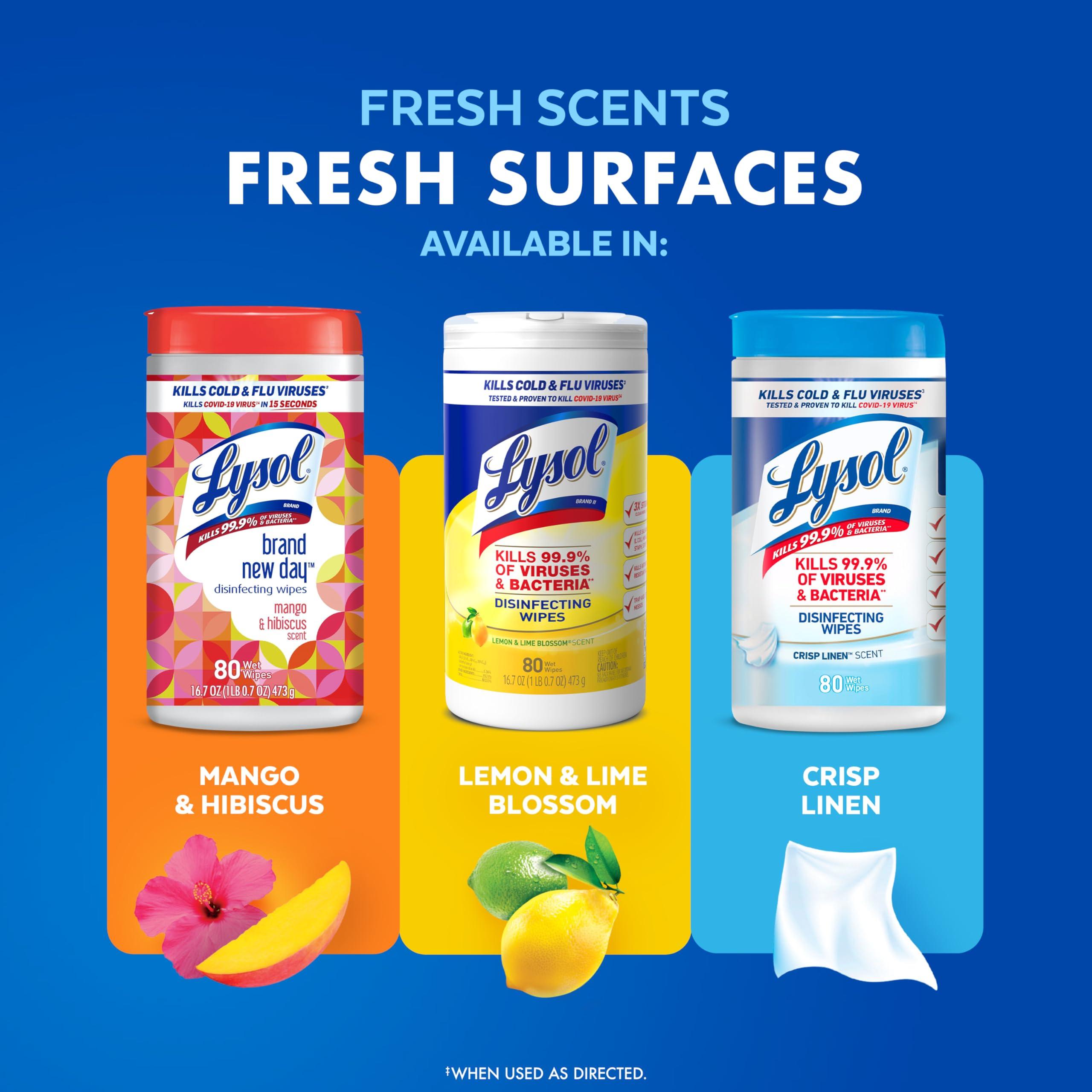 Lysol Disinfecting Wipes Bundle, Home Apartment Dorm Room Essentials and Cleaning Supplies, All Purpose Cleaner, Multi-surface Cleaning Wipes, Lemon and Lime Sanitizing Wipes Bundle, 80 Count - Image 8