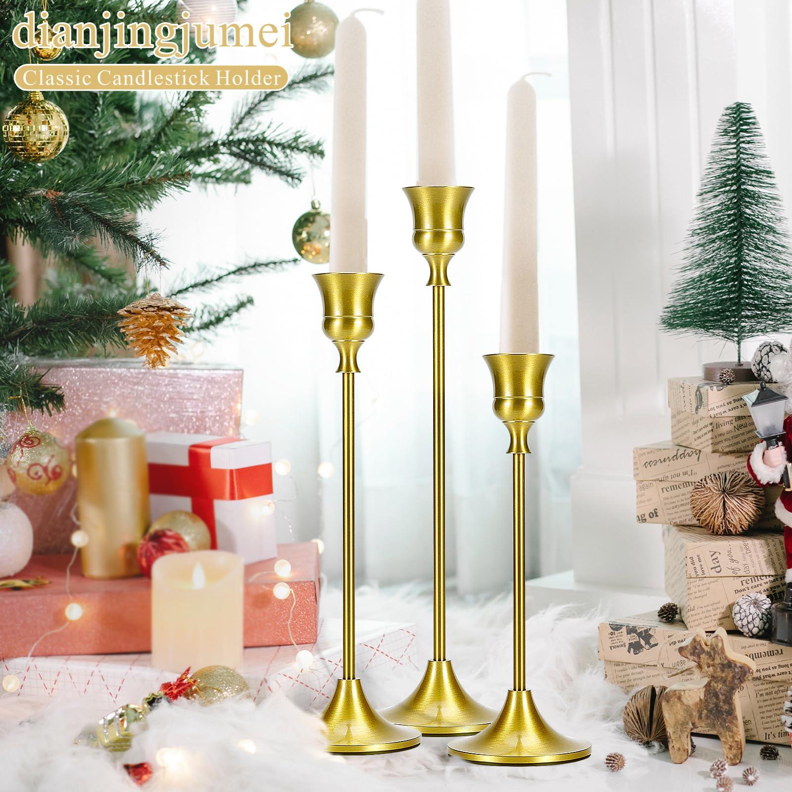 Candle Holder Gold Taper Candlestick Holders - Table Décor Brass Golden Pillar Candle Sticks Holder Set of 6, Antique Fireplace Decor Tapered Bulk Candelabra for Wedding, Christmas - Image 5