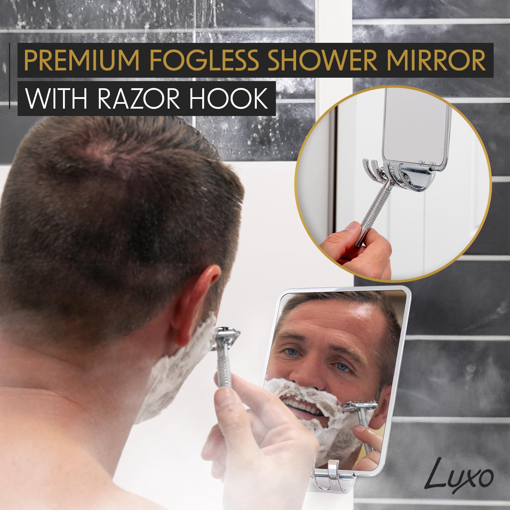 Luxo Shower Mirror, Shower Mirror fogless for Shaving with a Removable Razor Holder - Shaving Mirror for Shower with a Powerful Suction Cup - Shatterproof fogless Mirror for Shower - Image 2