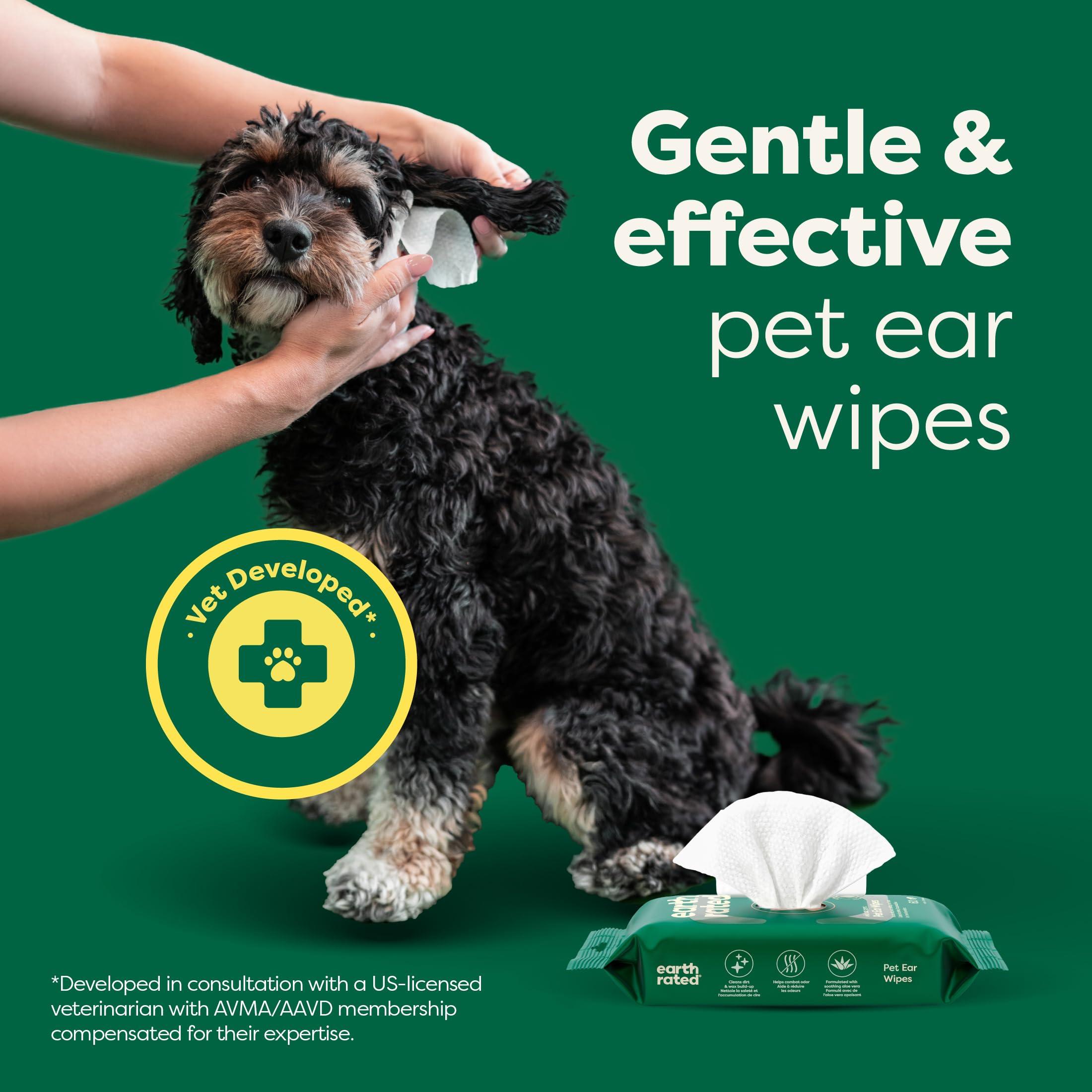 Earth Rated Vet-Developed Pet Ear Wipes, Hypoallergenic Cleaner for Dogs & Cats Ears to Remove Dirt and Wax Build Up, Wild Oat Scent, 70 Count - Image 2