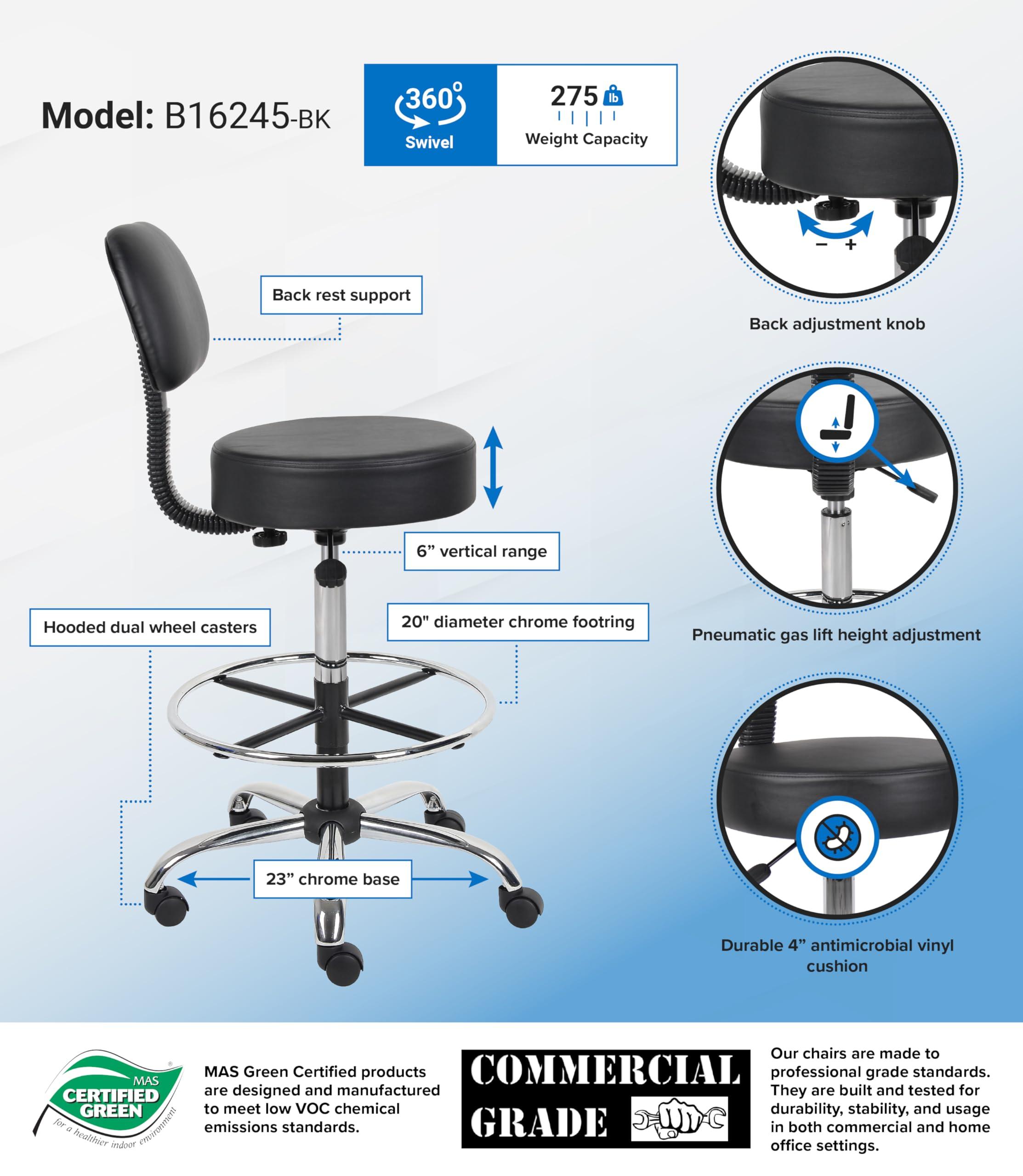 Boss Office Products Medical Stool, Black - Image 4