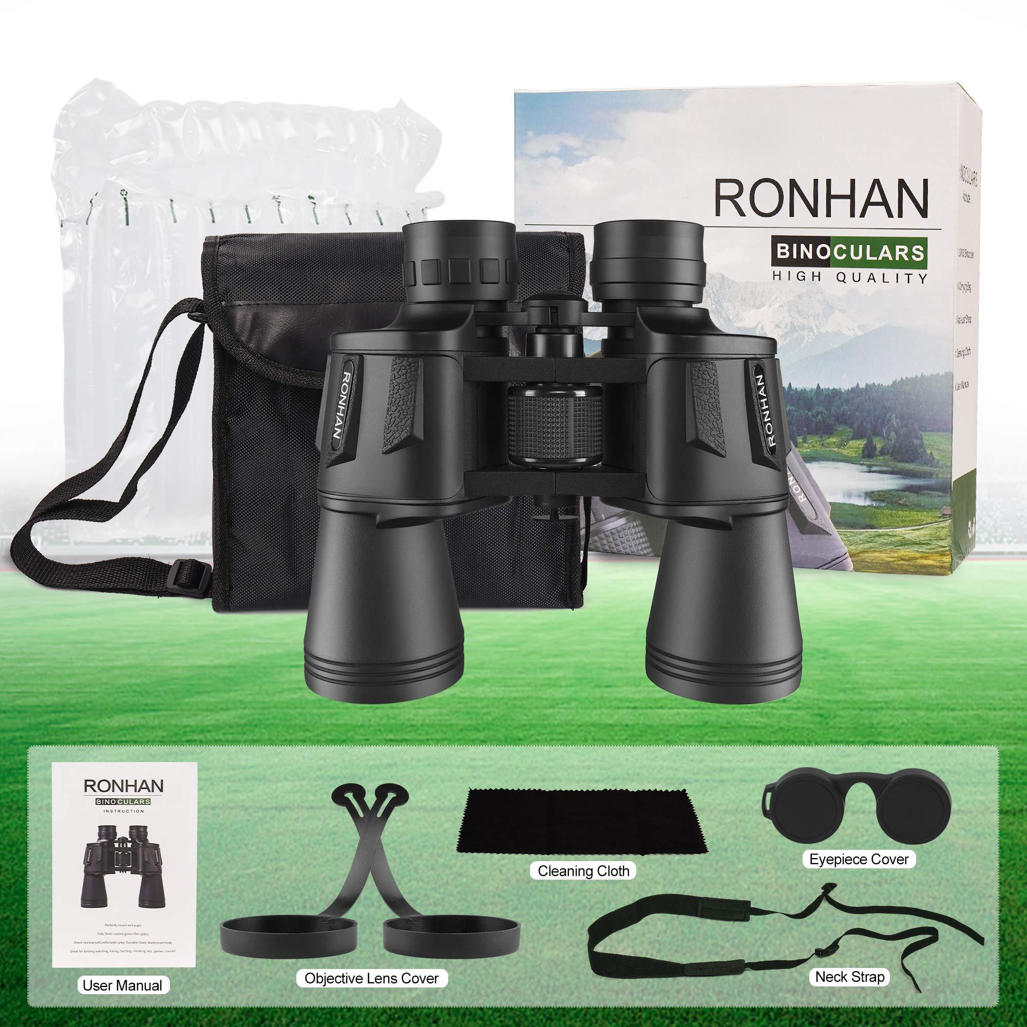 RONHAN Binoculars for Adults High Powered, Military Compact HD Professional/Daily Waterproof 20x50 Binoculars for Bird Watching Travel Hunting Football Games Stargazing with Carrying Case & Strap - Image 6