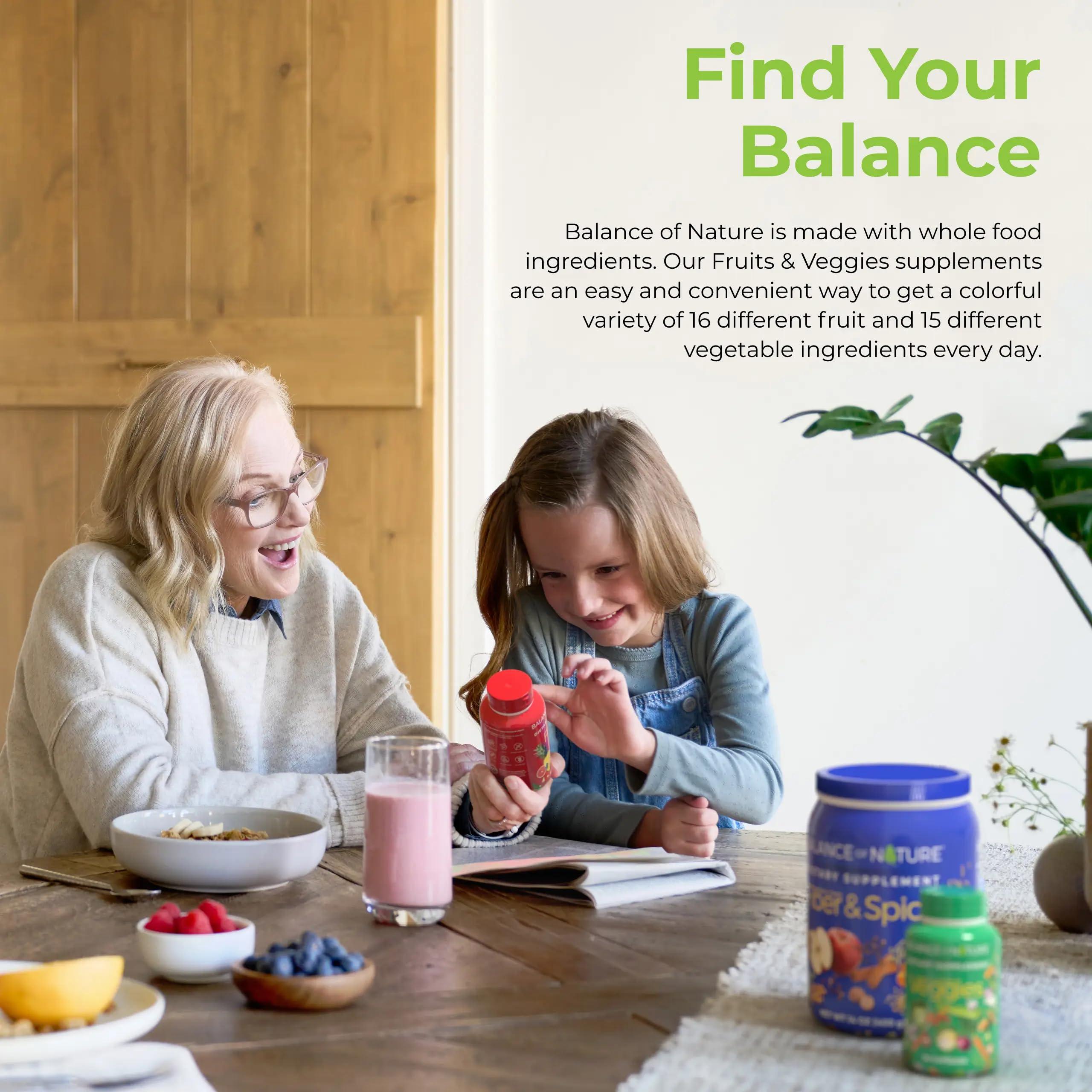 Balance of Nature Fruits and Veggies Supplements - Whole Fruit and Vegetable Ingredients for Women, Men, and Kids - 90 Fruit Capsules, 90 Veggie Capsules - 1 Set - Image 5
