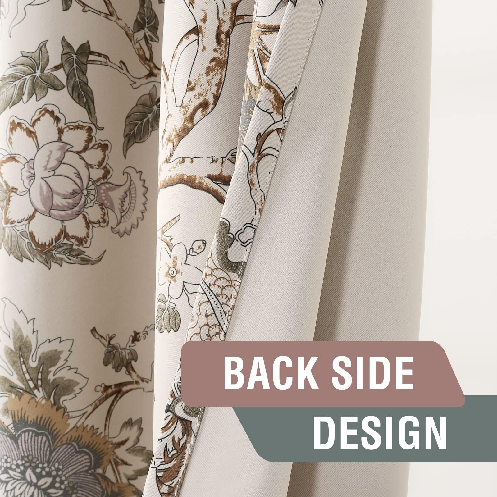 H.VERSAILTEX Blackout Curtains 84 Inch Length 2 Panels Set Floral Print Curtain Drapes for Living Room Thermal Insulated Grommet Window Curtains for Bedroom - Traditional Floral in Sage and Brown - Image 6