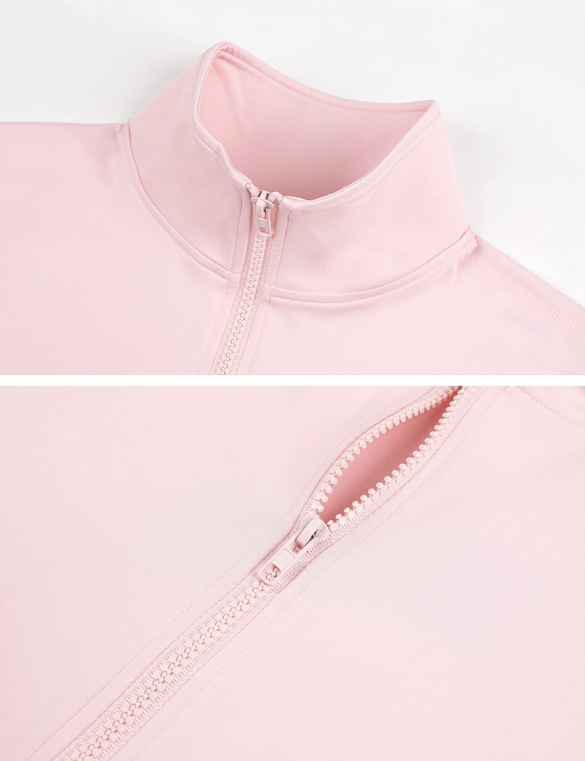 Yeokou Womens Active Zip Up Running Workout Cropped Bbl Athletic Jacket with Thumb Holes - Image 2