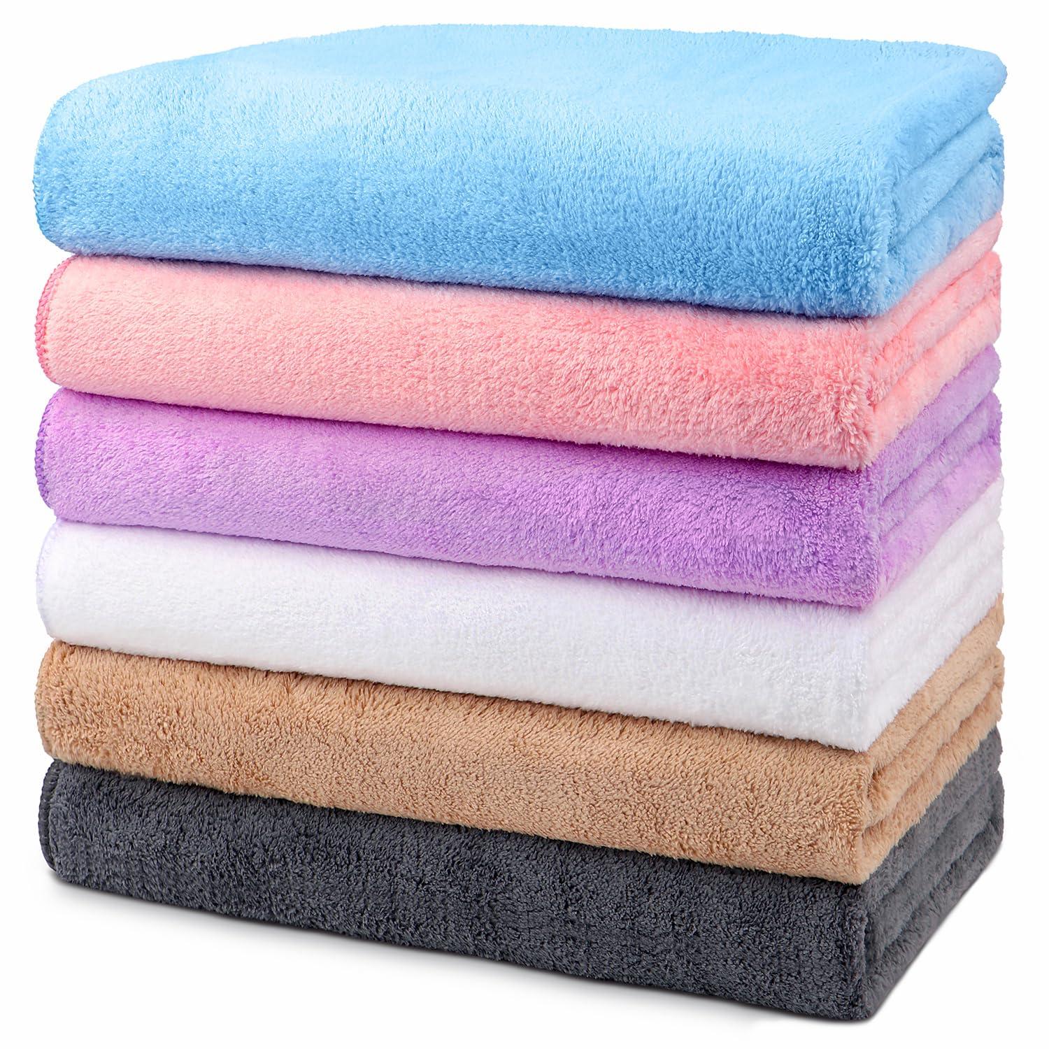 Orighty Bath Towels Pack of 6(24'' x 48'') - Soft Feel, Highly Absorbent, Quick Drying for Body, Sport, Yoga, SPA, Fitness - Multi-Color
