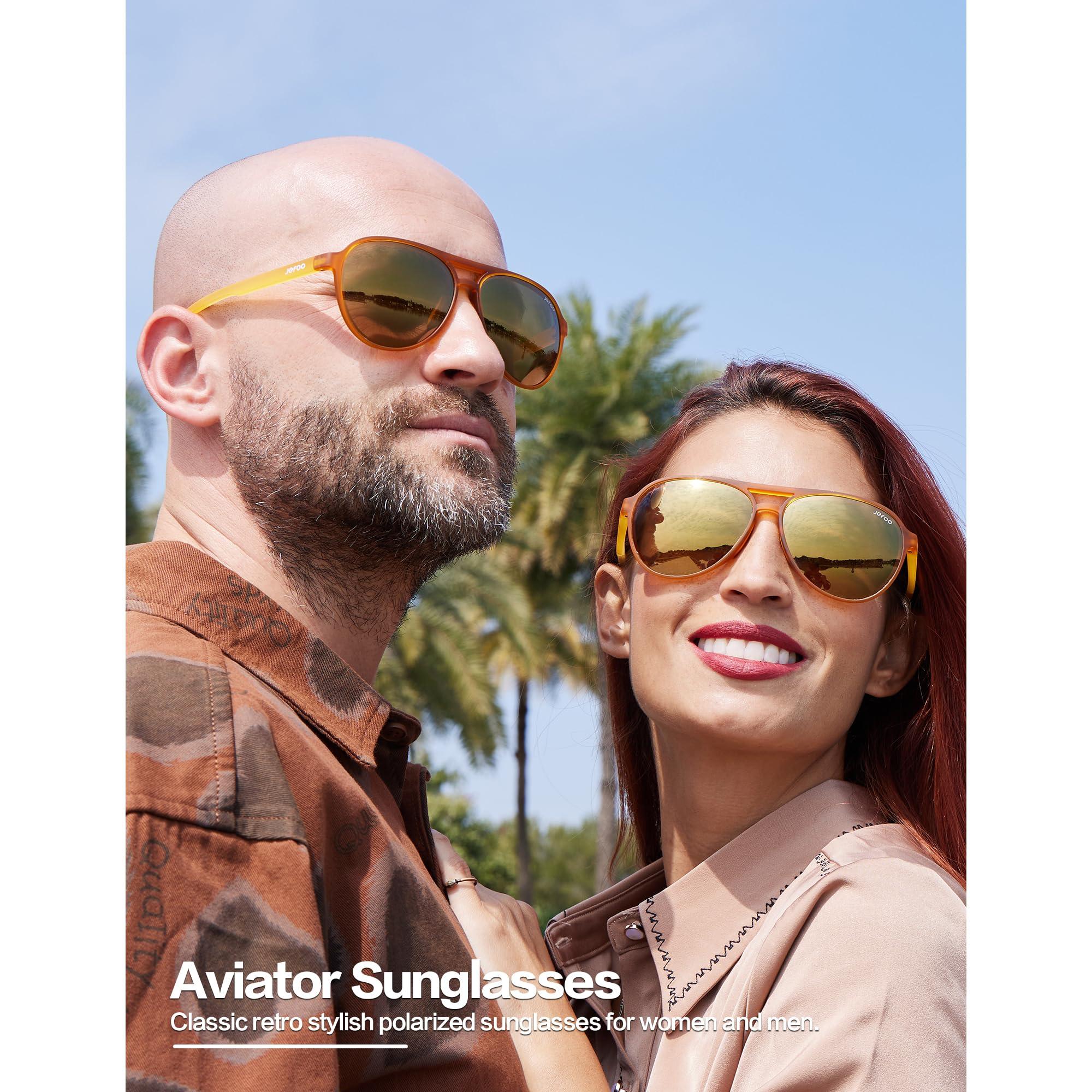 Jefoo Polarized Aviator Sunglasses for Women Men Retro Trendy Sports Sunglasses for Outdoor UV400 Protection - Image 2