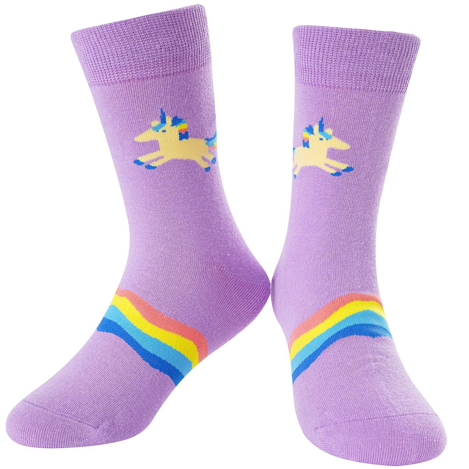 BISOUSOX Girls Socks 6-8 Years Old Unicorn Fun Crazy Novelty Funny Silly Socks for Kids Boy Girl Birthday Christmas Gift - Image 1