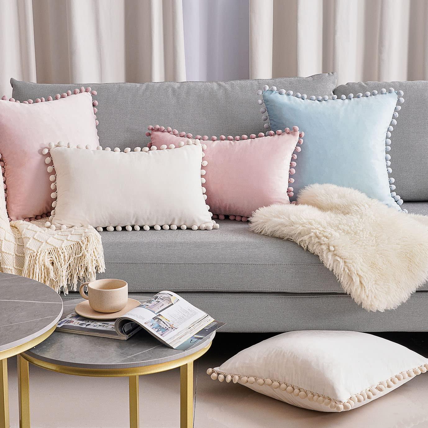 Top Finel Blush Pink 26x26 Euro Pillow Shams Set of 2 Decorative Throw Pillow Covers for Bed, Soft Velvet Couch Pillow Covers with for Bedroom, Spring Cute Aesthetic Home Decor - Image 9