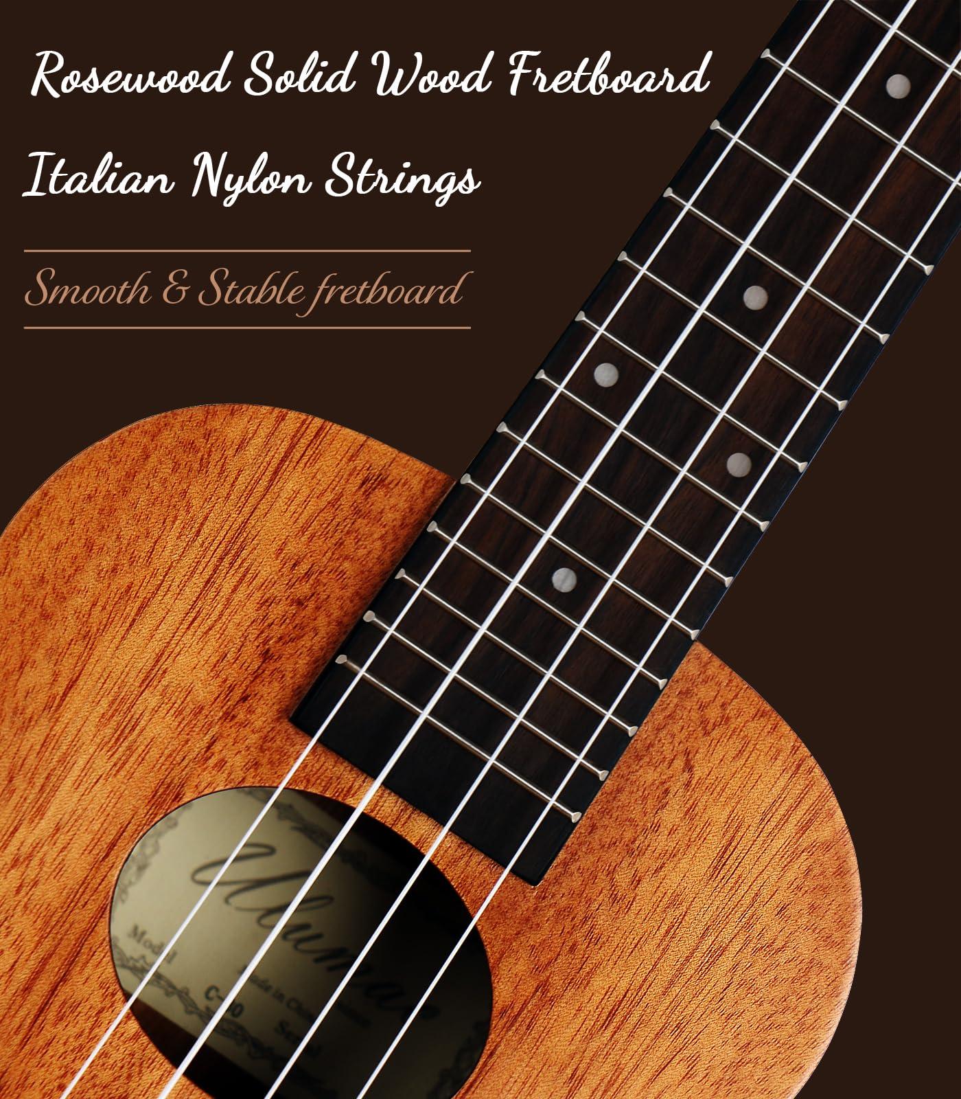 Ulumac Soprano Ukulele, Solid Mahogany 21inch Ukelele Beginner Kit for Kids with Gig Bag, Digital Tuner, Replacing Strings, 3 Guitar Picks, Strap, Cloth - Image 4