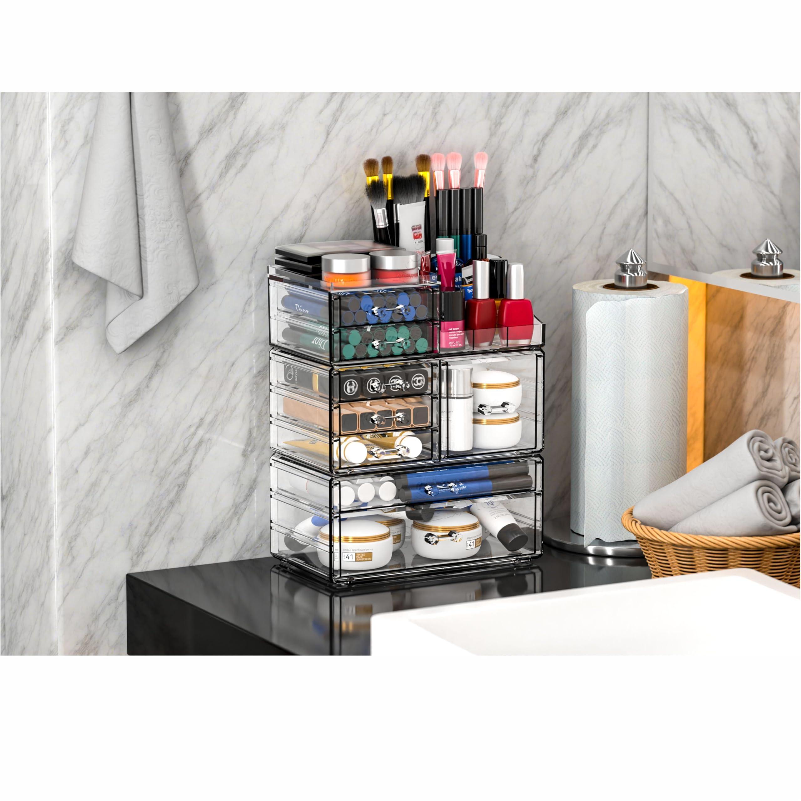 Acrylic Clear Makeup Organizer Countertop,Stackable Skincare Organizer for Vanity With 8 Drawers,Large Plastic Desk Accessories Organization,Bathroom Cosmetic Organizer Countertop for Beauty,Skin Care - Image 2