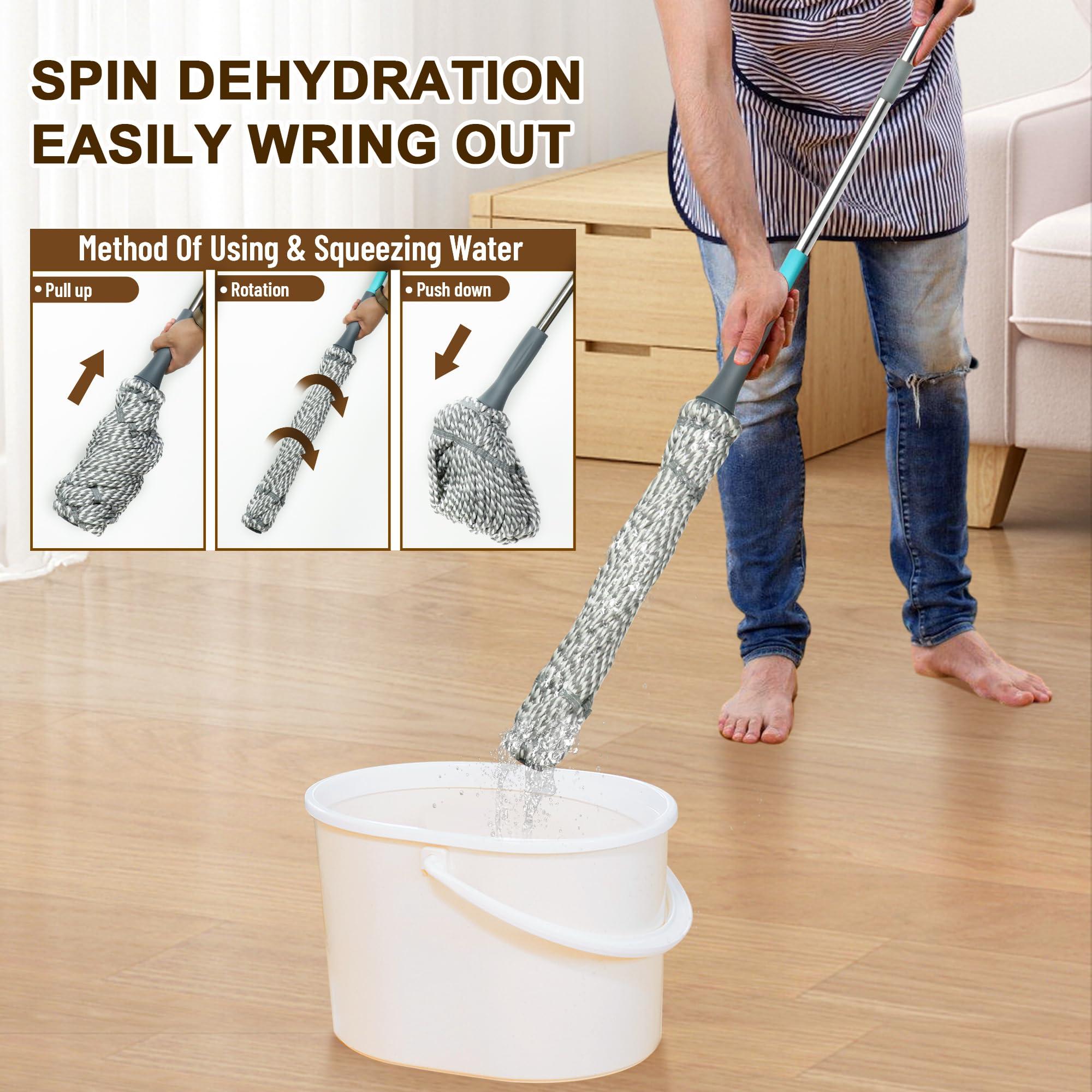 Kickleen Self Wringing Mop - Twist Mop with 52.5 Inch Long Handle, Heavy Duty for Hardwood, Tile, Vinyl & Laminate Floors - Image 5