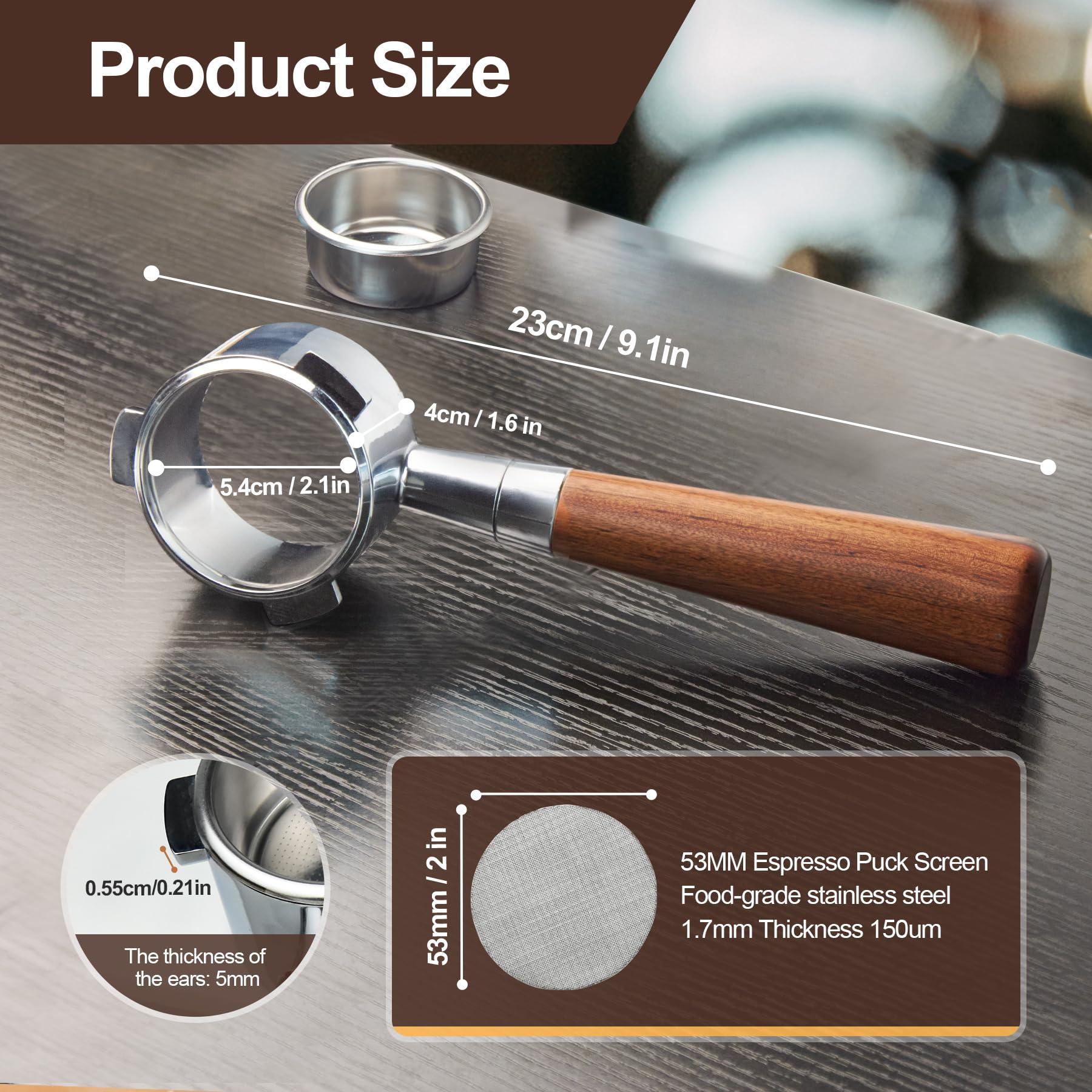 stochastic box 54 mm Bottomless Portafilter with Puck Screen, 3 Ears Espresso Portafilter Compatible with Breville Barista Express Machines,Stainless Steel Porta filter and Rosewood Handle - Image 4