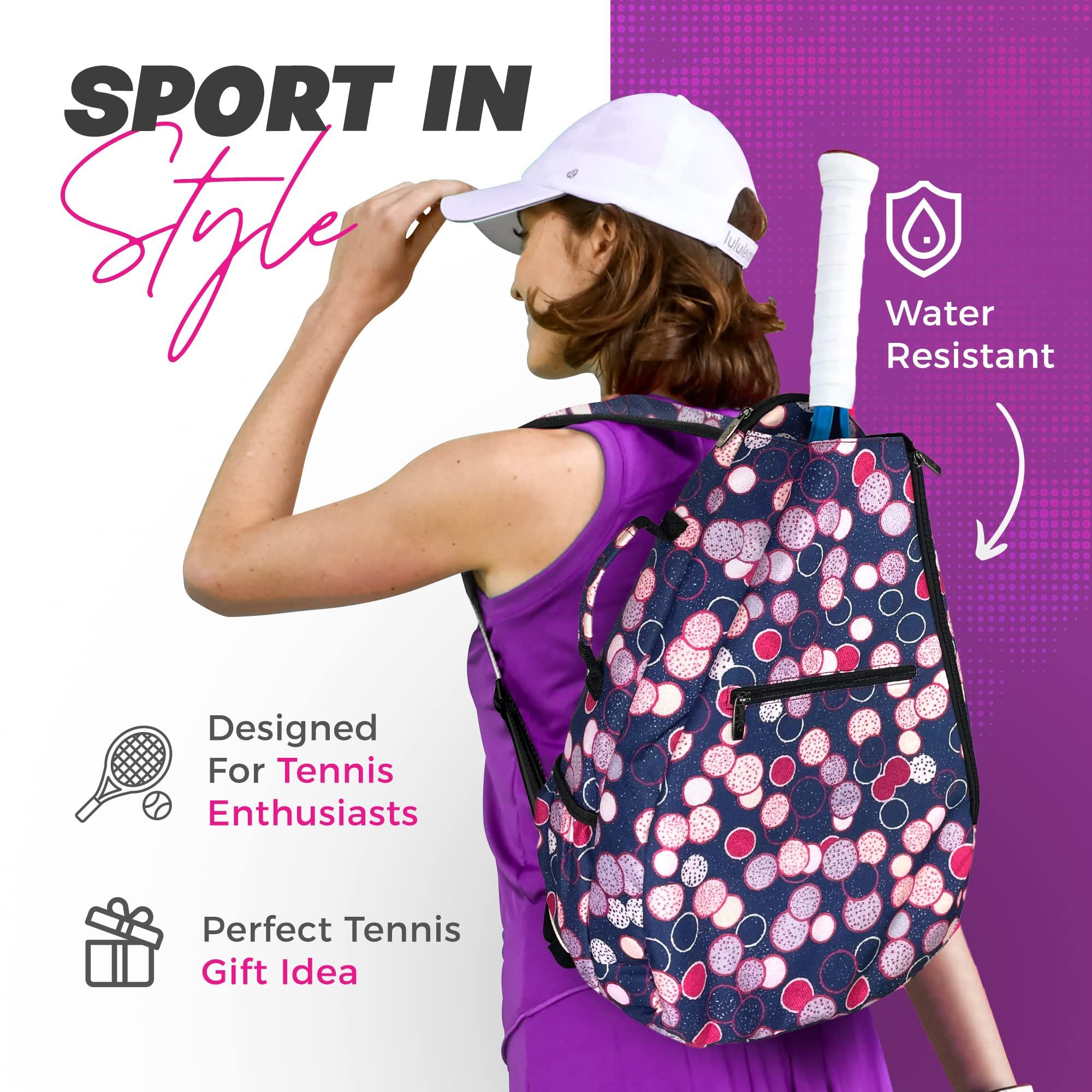 Womens Tennis Backpack - Taboo Fashions Ladies Tennis Bag Holds Two Racquets, Padded Straps and Side Carry Handle - Image 7