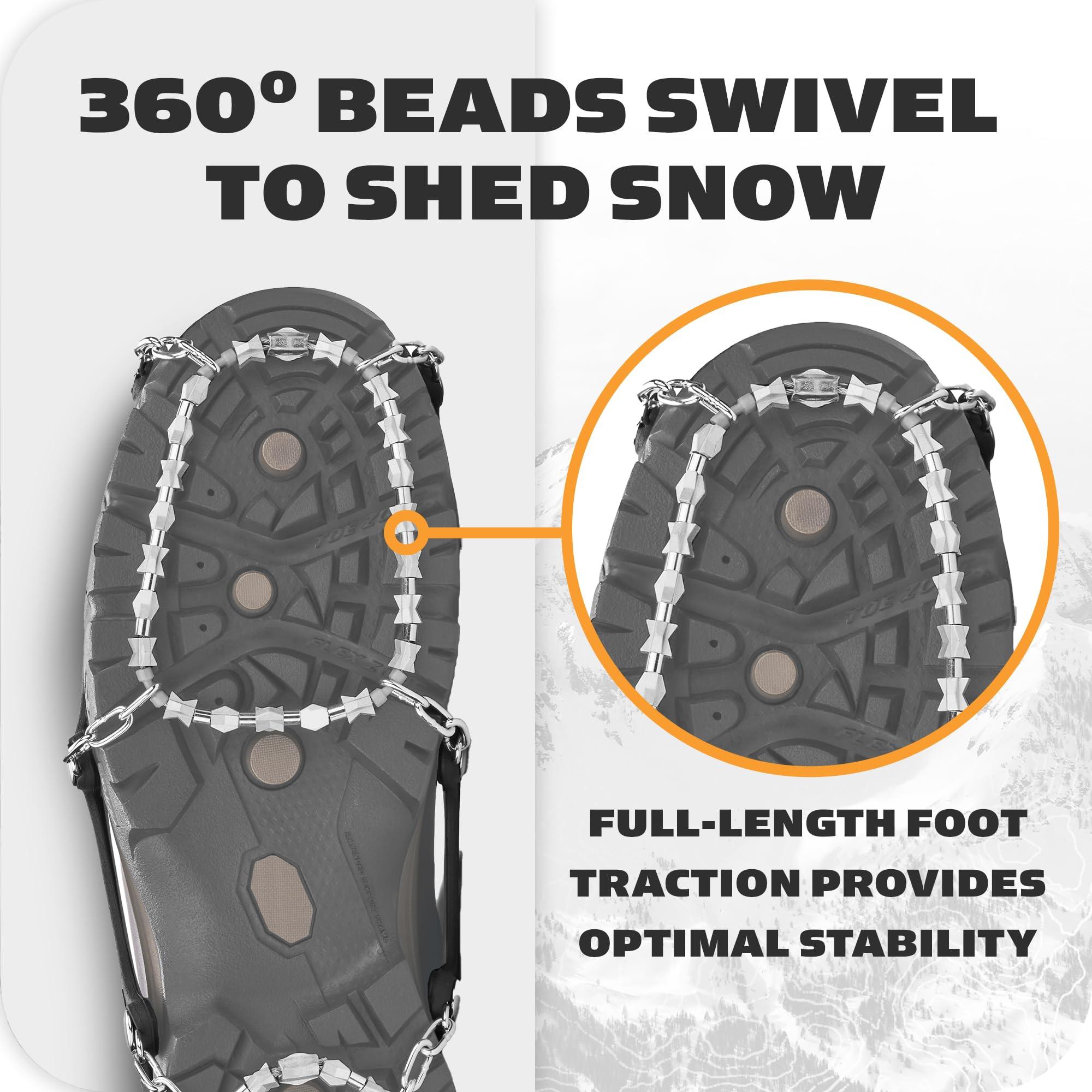 Yaktrax Diamond Grip - Full-Foot Traction on Ice, Snow, & Multi-Terrain Surfaces - Swiveling Diamond Bead Grip Points - Cold-Resistant Easy On/Off Elastic Upper Band - Image 6