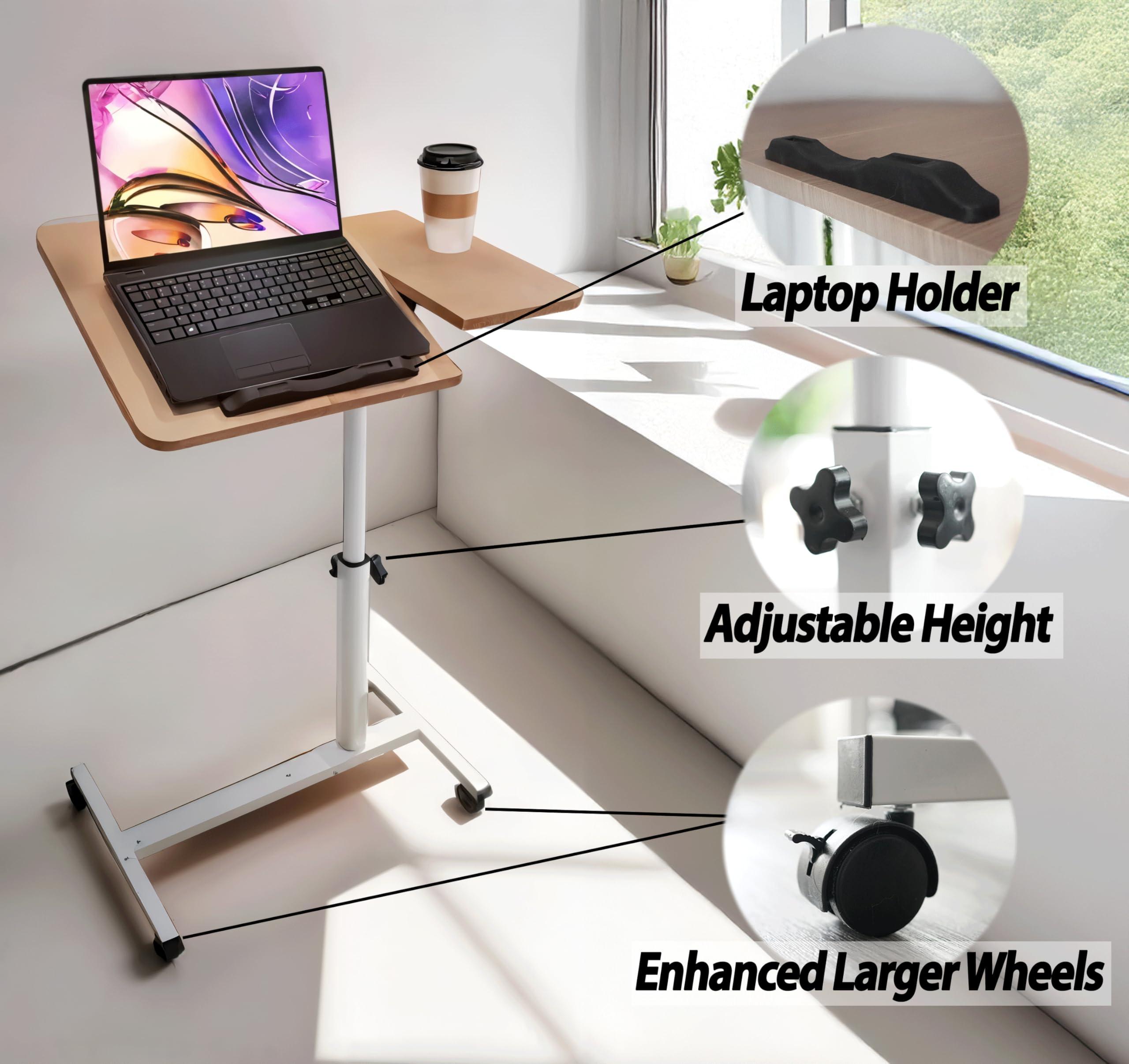 Adjustable Mobile Standing Desk - Height Adjusts from 23" to 35" with Lockable Wheels - Sleek Oak Finish - Standup Desk for Remote Work, Study & Relaxation - Rolling Design - Image 4