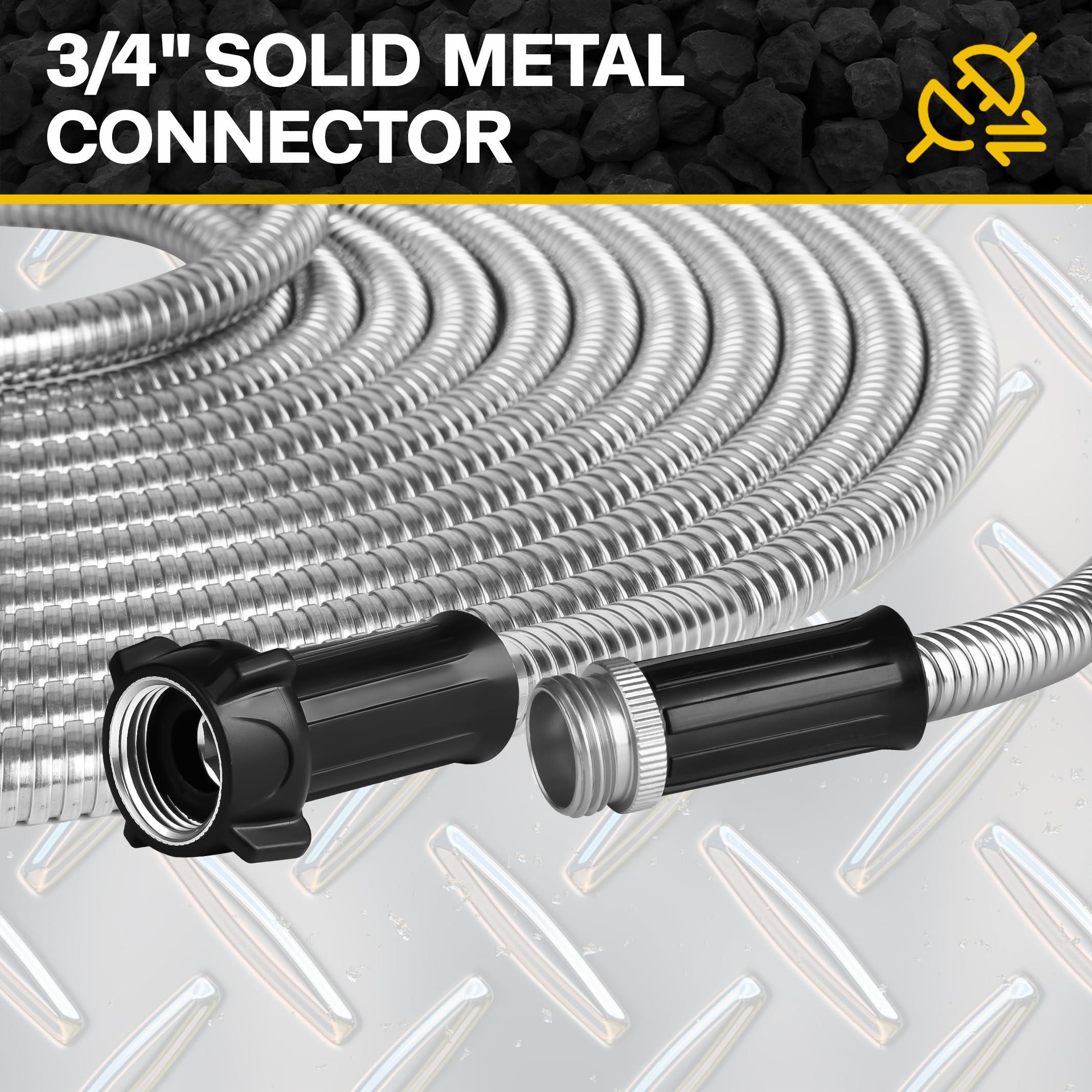 Ainpota Metal Garden Hose Water Hose 100ft Heavy Duty Stainless Steel Water Pipe with Sprayer & Nozzle Flexible Lightweight Hose No Kink Pet Proof Hose for Yard, Outdoors, Rv - Image 5