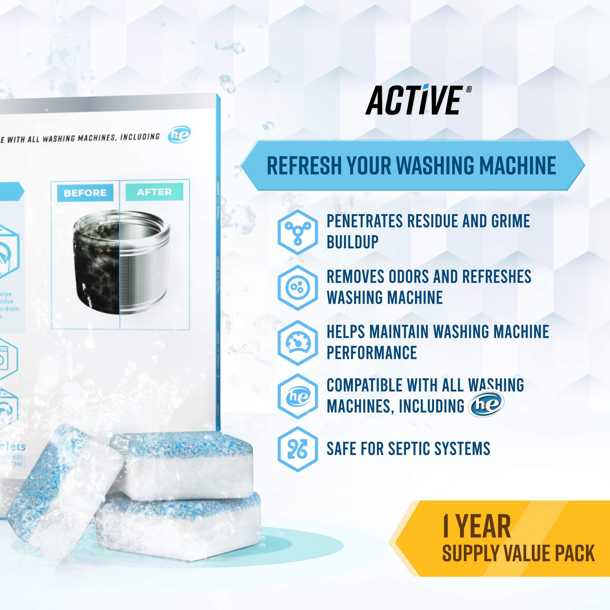 Washing Machine Cleaner Descaler 24 Pack - Deep Cleaning Tablets For HE Front Loader & Top Load Washer, Septic Safe Eco-Friendly Deodorizer, Clean Inside Drum and Laundry Tub Seal - 12 Month Supply - Image 2