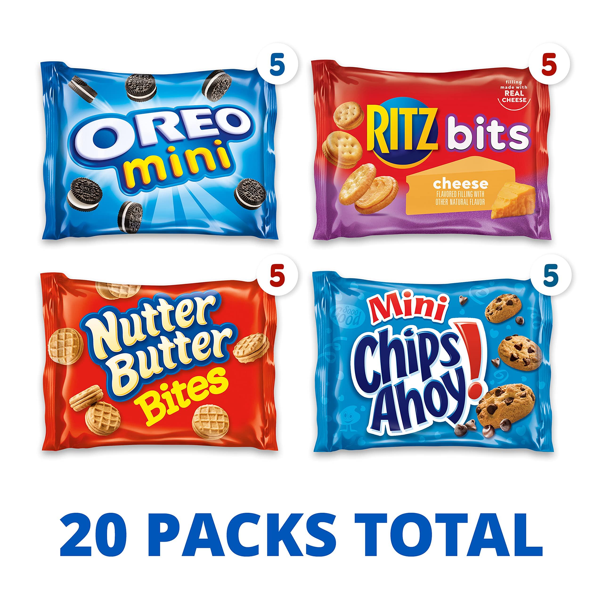 Nabisco Variety Pack OREO Mini, CHIPS AHOY! Mini, Nutter Butter Bites, RITZ Bits Cheese, 20 - 1 oz Snack Packs (Packaging May Vary) - Image 3