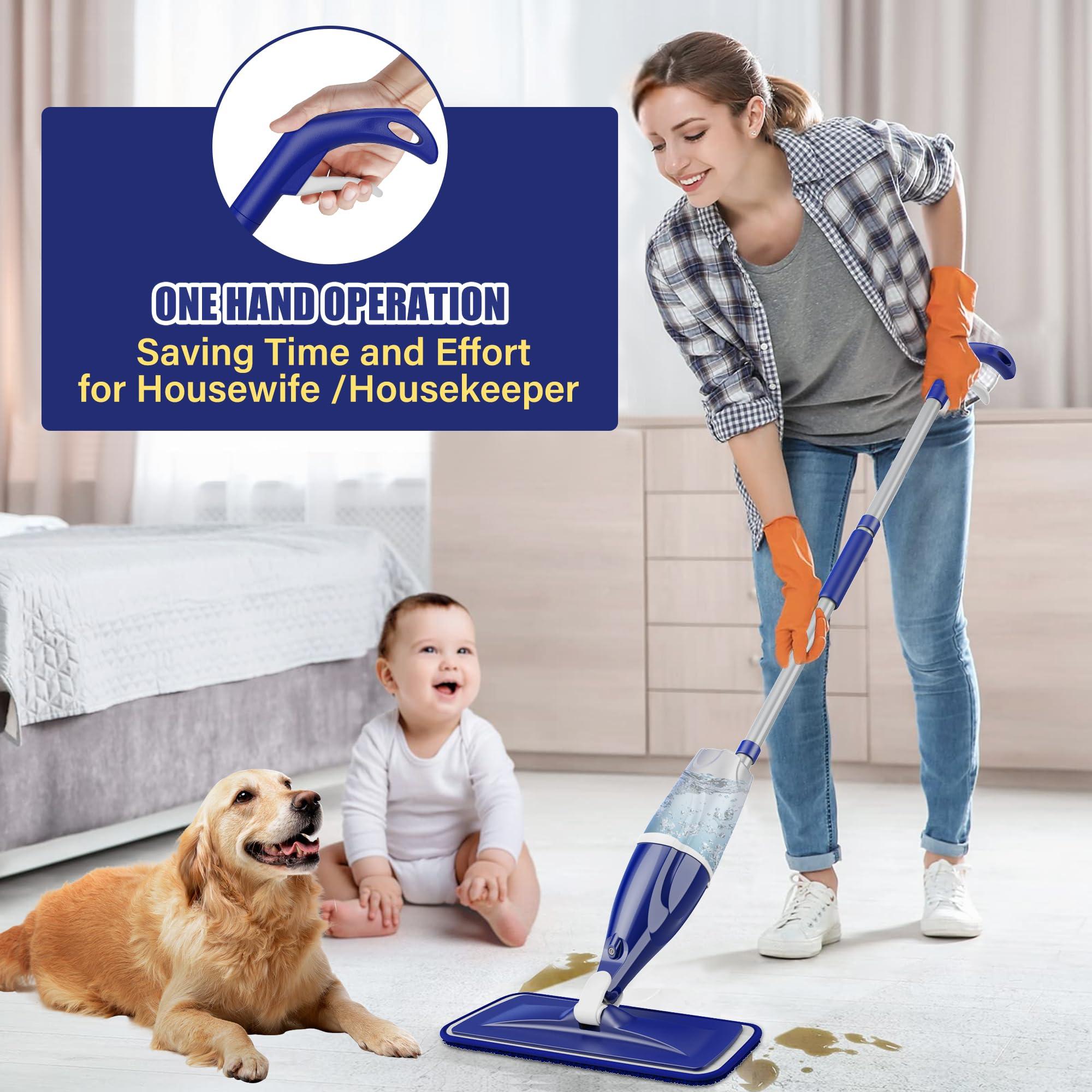 Microfiber Spray Mop for Floors Cleaning: Wet Dry Hardwood Floor Mops with 3 Washable Reusable Pads for Swiffer Powermop - Flat Mop with Sprayer for Tile Wood Laminate Vinyl Marble - Image 2