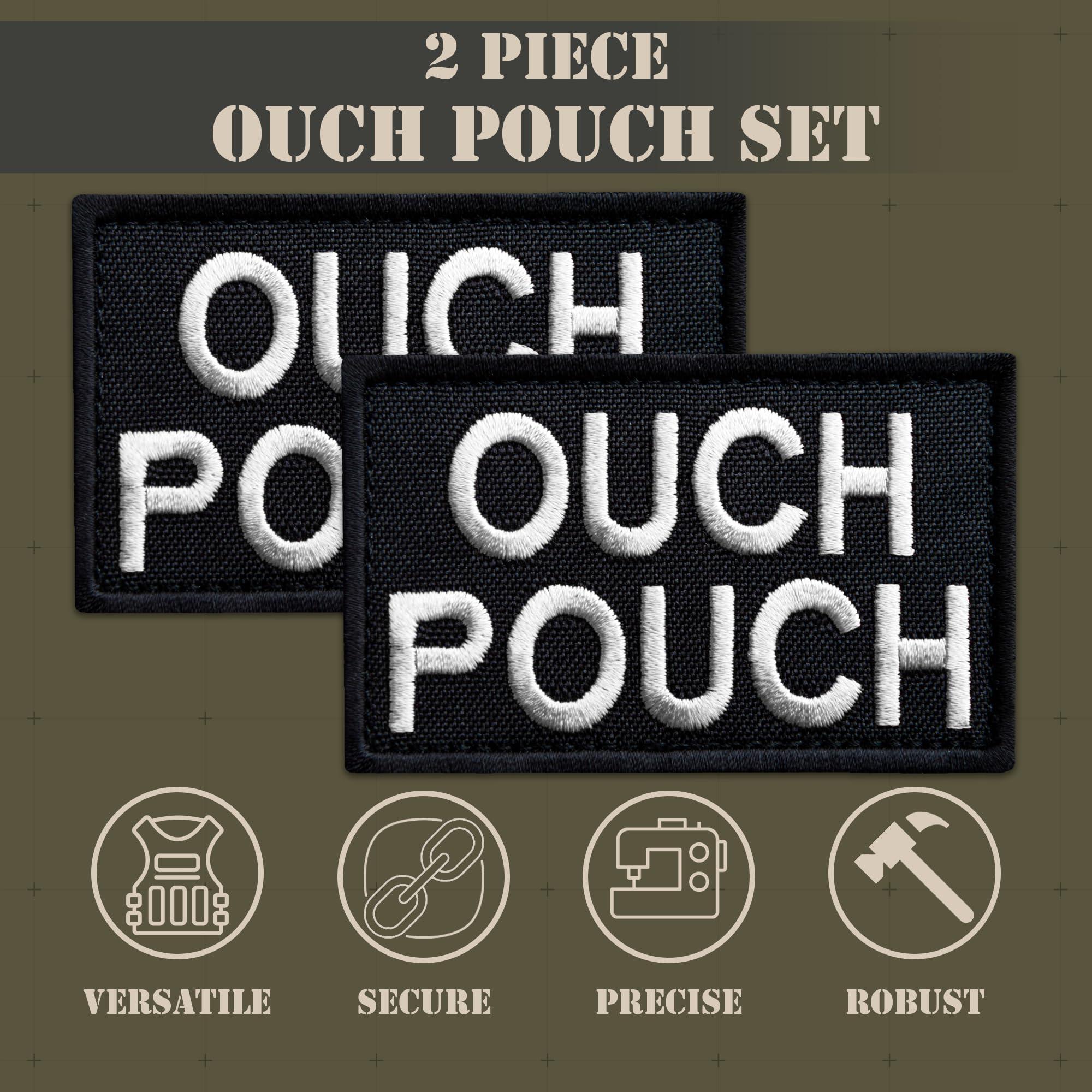 Bluyellow 2Pcs Ouch Pouch Patch, Embroidered Hook and Loop Medical EMS First Aid Patch for Backpack, Tactical Vest, Ifak Pouch, First Aid Kit Bag, Dog Vest, MOLLE, Black, 2x3 Inches - Image 4