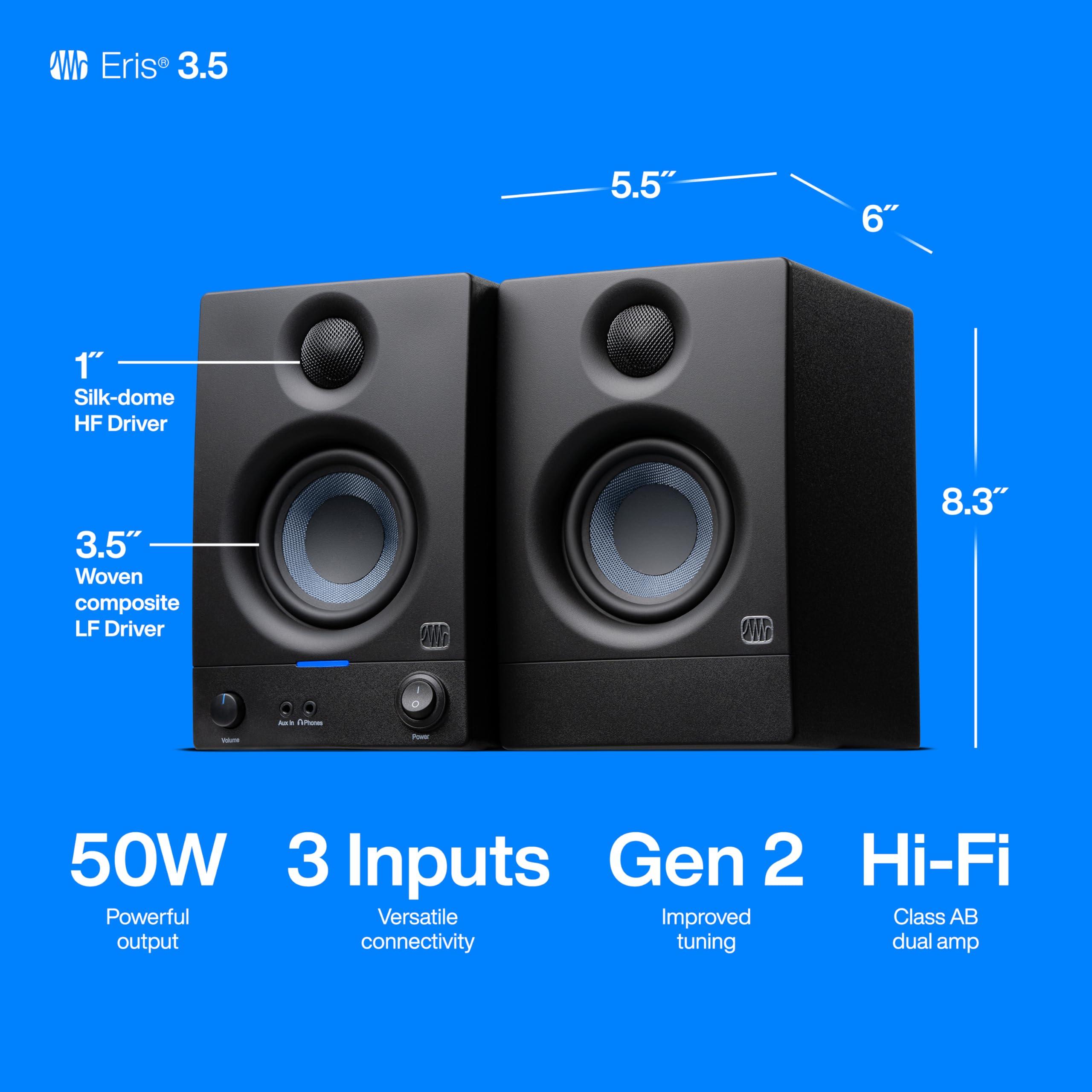 PreSonus Eris 3.5 Studio Monitors, Pair — Powered, Active Monitor Speakers for Near Field Music Production, Desktop Computer, Hi-Fi Audio - Image 5