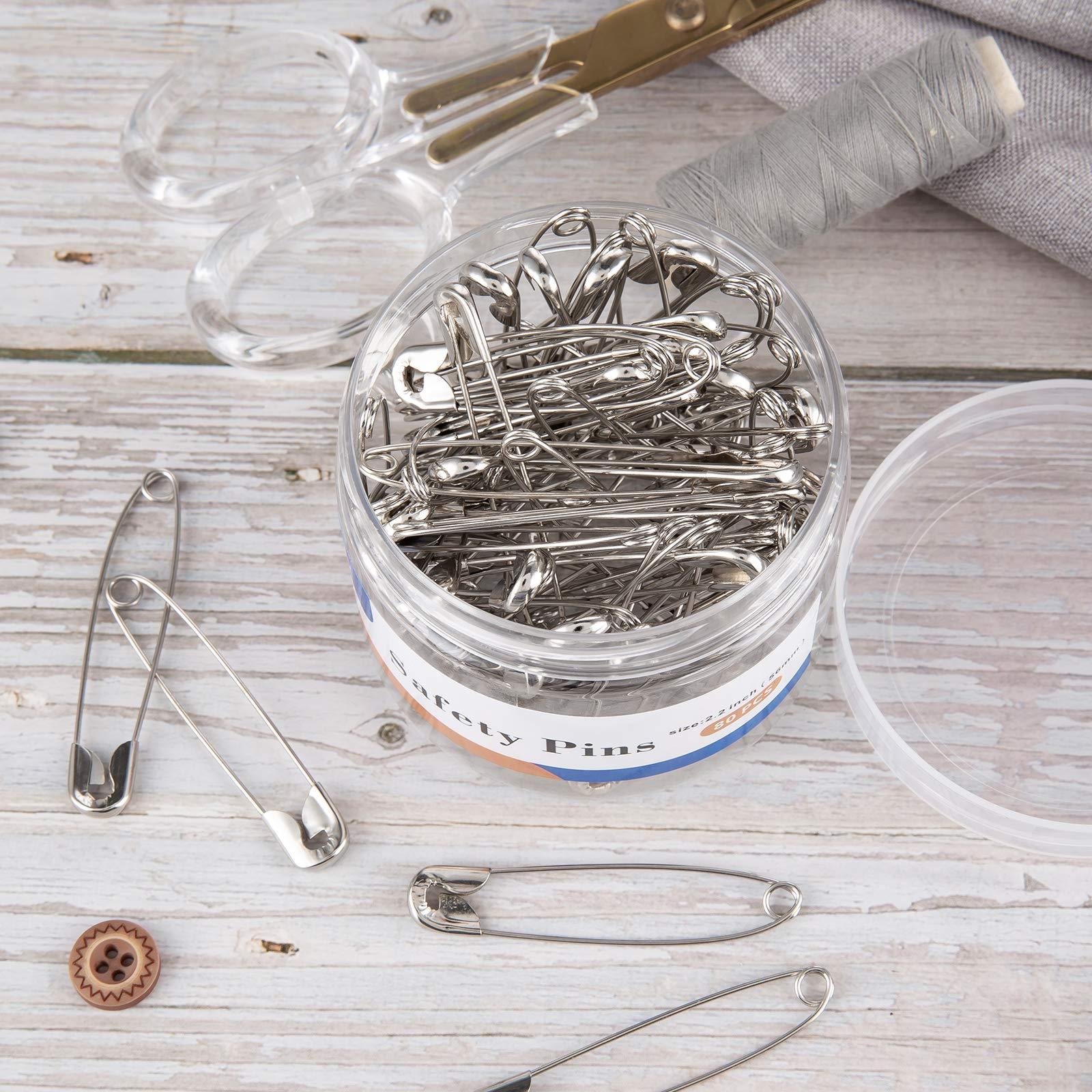 A+DAY Large Safety Pins 2.2 Inch (56mm), Size 4, 80-Count, Nickel Finish - Image 6