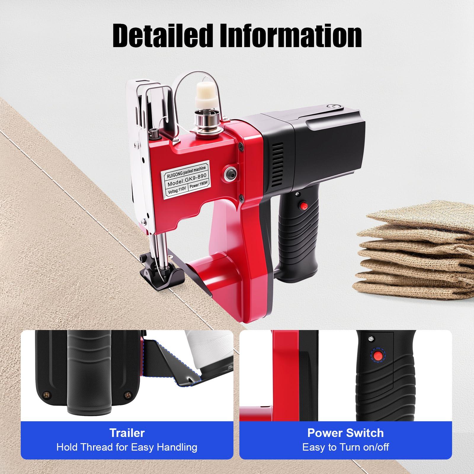 Portable Electric Sewing Machine, Leather Canvas Sewing Machine Industrial Bag Stitching Closer 110V Stitching Tool for Chemical Industry Clothing Chemical Home Textile - Image 8