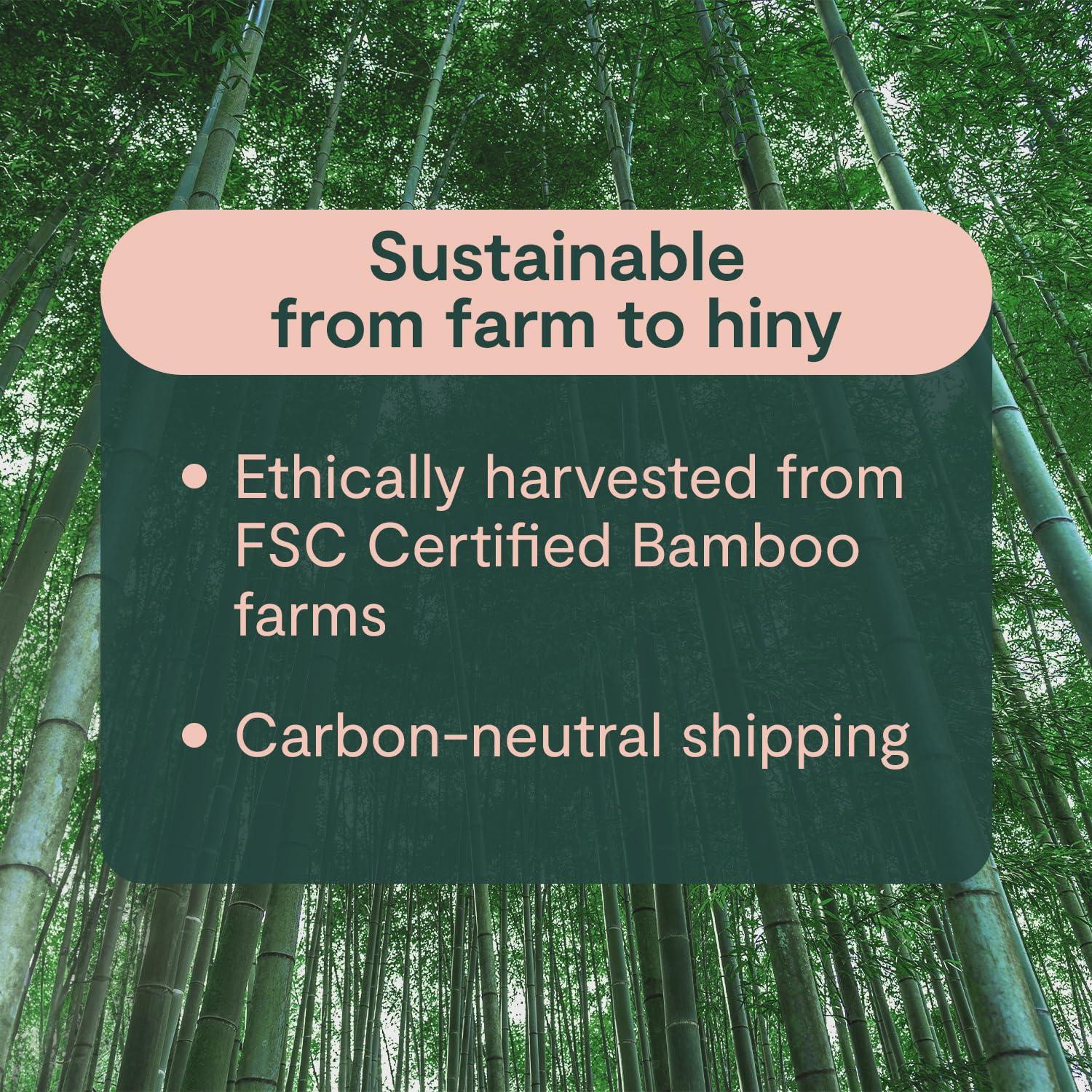 ecoHiny Premium & Soft Bamboo Toilet Paper | 12 Mega Rolls, 3 ply & 350 Sheets | FSC Certified, PFAS Free, BPA Free, Septic Safe | Tree Free Toilet Tissues | Plastic Free Packaging - Image 8
