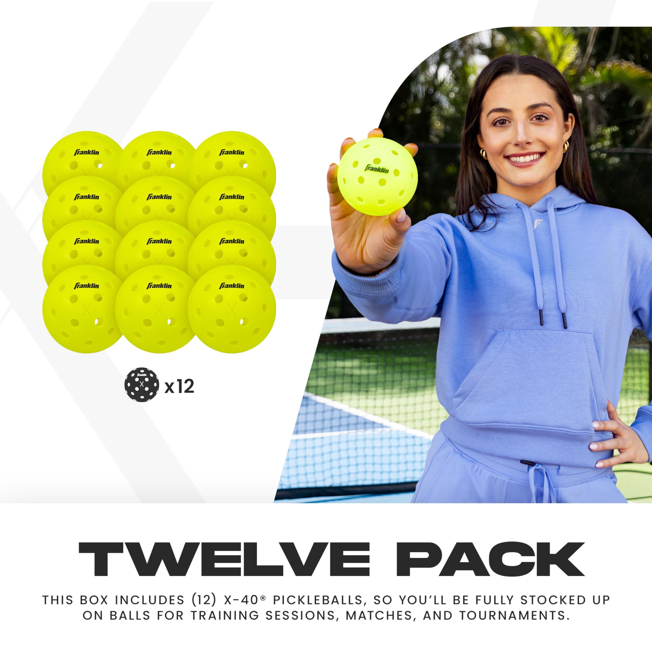 Franklin Sports X-40 Outdoor Pickleballs - Official Ball of USA Pickleball, APP Tour + Pickleball US Open - 3 Packs, 12 Packs, 36 Pickleball Buckets, 50, 100 + 400 Bulk Packs of Regulation Pickleballs - Image 2