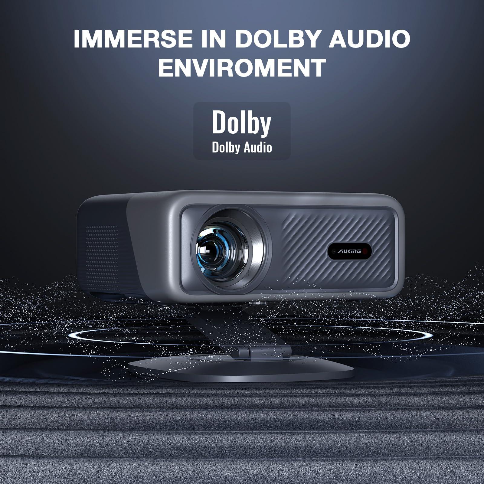 [Netflix Officially&AI Auto Focus]AuKing Smart Projector with Wifi and Bluetooth,Auto Focus&Keystone Projector4K,3D DoIby Audio, 1200ANSI Outdoor Projector with Omnidirectional Rotating Stand(Grey) - Image 5