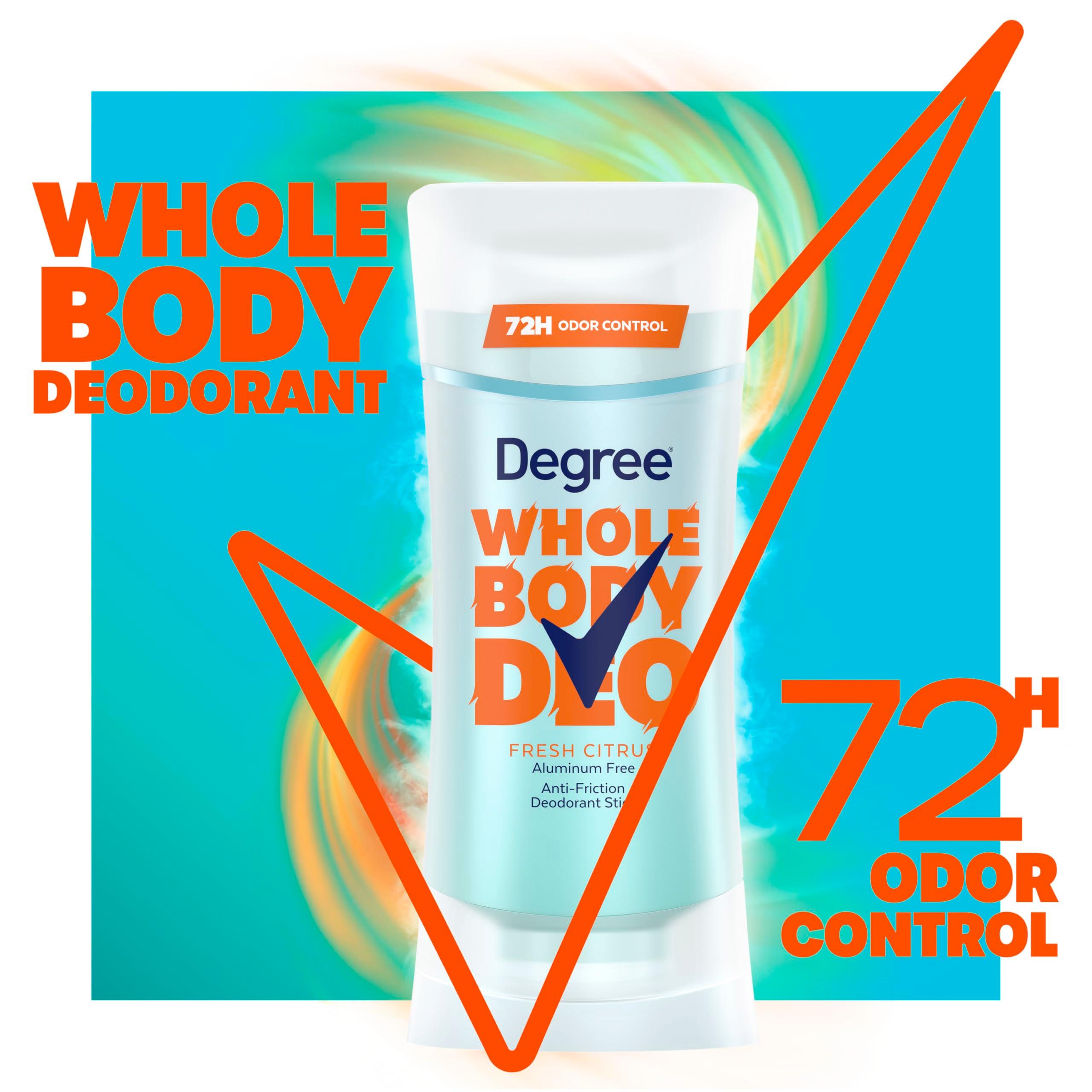 Degree Women Whole Body Deodorant Stick, Fresh Citrus Scent, Glides on Clear + Absorbs Sweat, Aluminum Free 72H Odor Protection 2.6 oz - Image 4