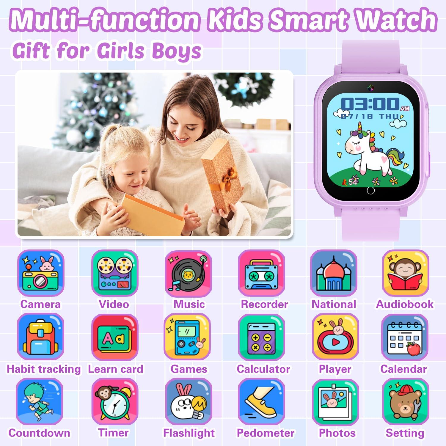 Waterproof Smart Watch for Kids Gift for Girls Age 5-12 with 32 Games, Dual Camera, Habit Tracking, Music Player, Video, Alarm Clock, HD Touchscreen Kids Smart Watch Birthday Toys for 6 7 8 9 Year Old - Image 2