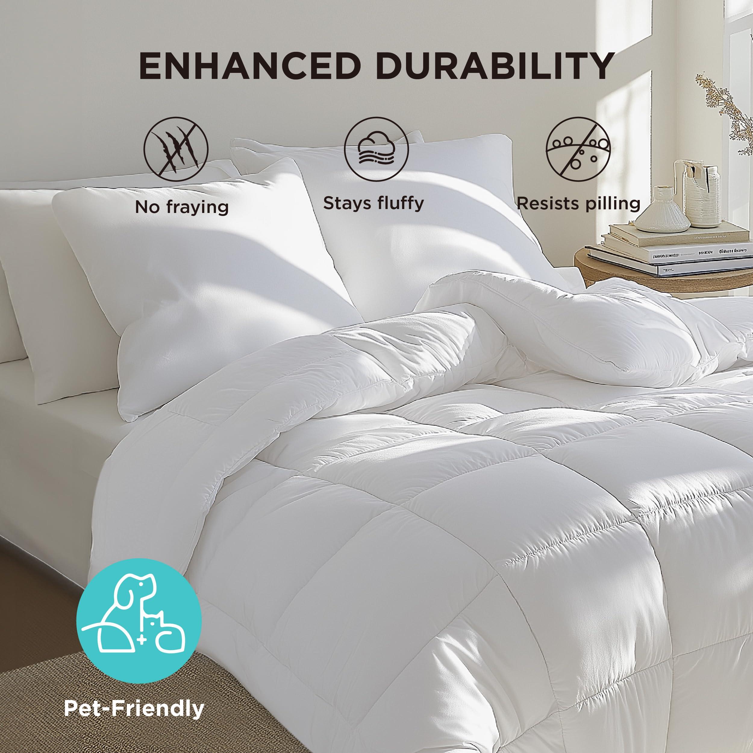 Bedsure Comforter Duvet Insert - Quilted Comforters Queen Size, All Season Duvet, Down Alternative Bedding, with 8 Tabs, Gifts for Women/Men, White, Queen 88 x 88 Inches - Image 9