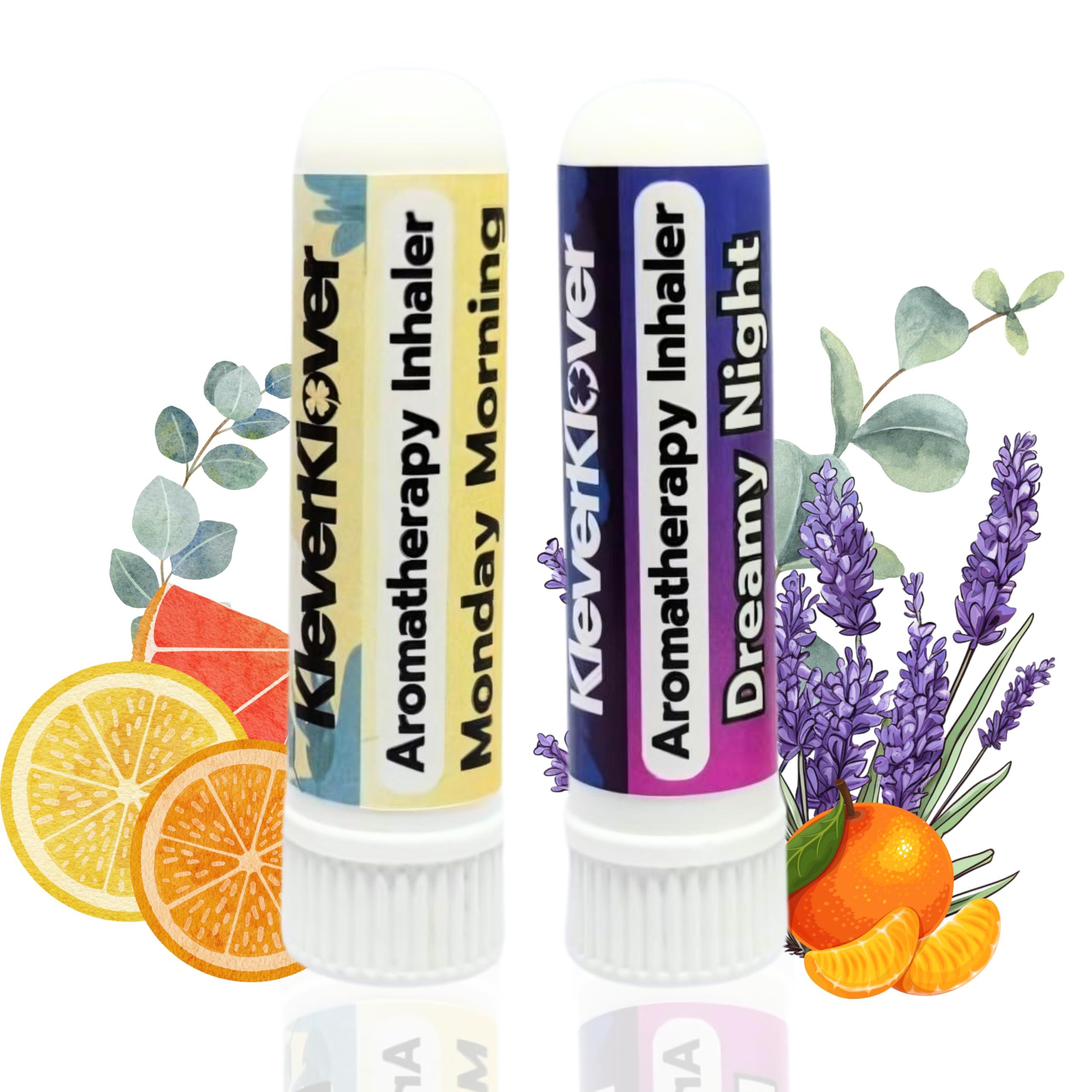 KLEVERKLOVER Aromatherapy Nasal Inhaler Stick (2 Pcs) - Monday Morning & Dreamy Night | Daily Routine - Relaxation, Natural Calm, Sleep Aid, Refresh & Mood Uplift with 100% Natural Essential Oils
