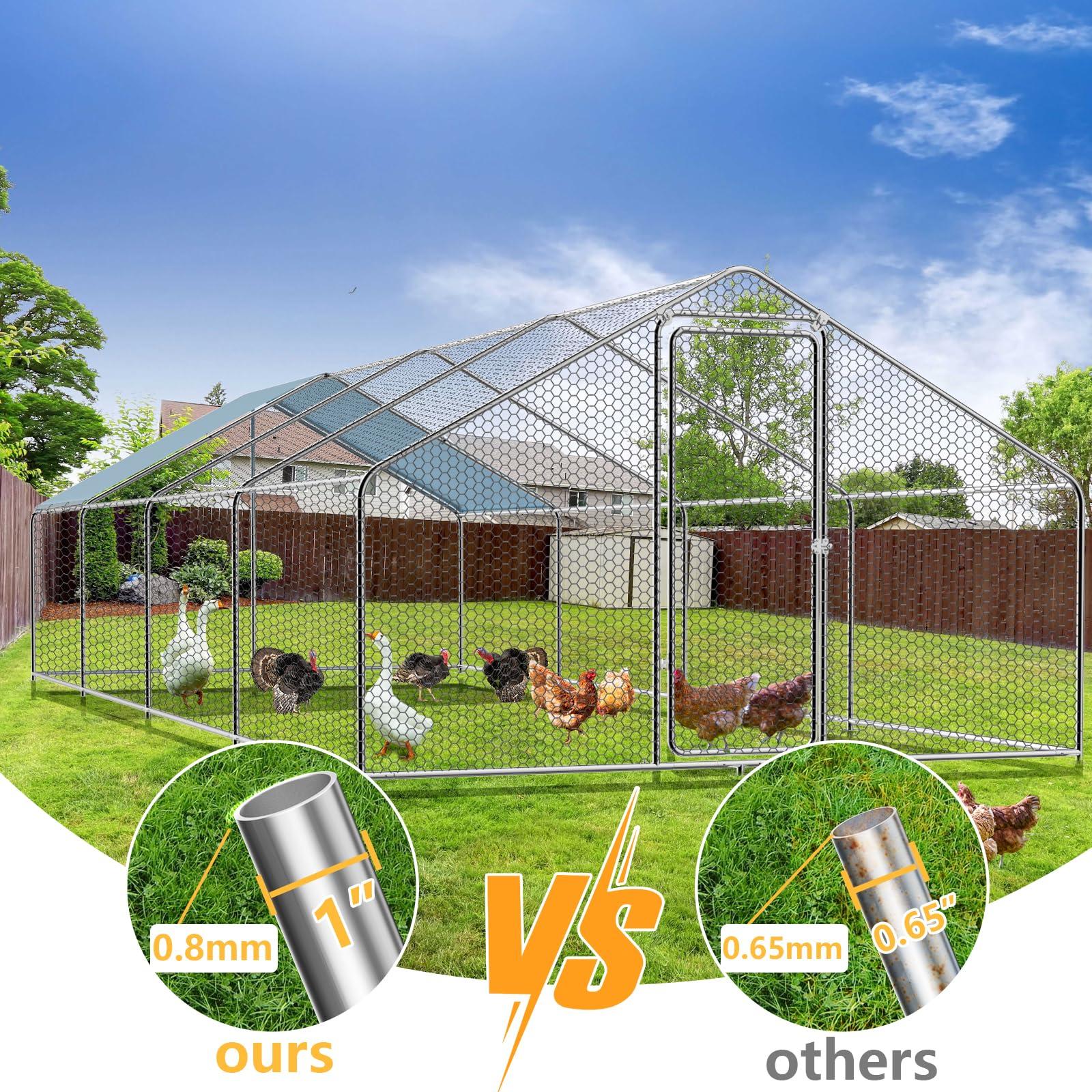 MODCART Metal Chicken Coop 9.8'L x 26'W x 6.4'H Chicken Runs for Yard with Cover Chicken Play Pen Enclosure Duck CoopCage for Outdoor Backyard Farm Rabbit Small Animal Poultry - Image 4