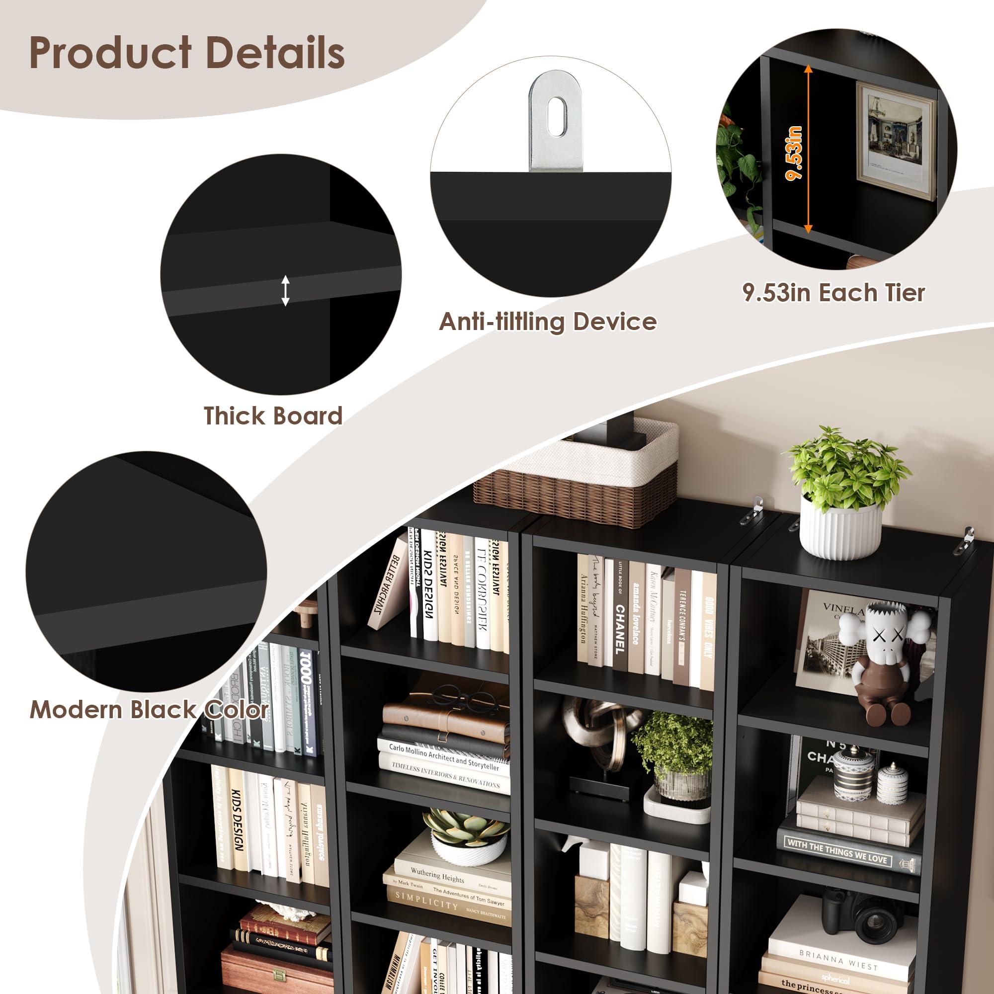 FOTOSOK 8-Tier Media Tower Rack, 11.6 X 9.3 X 70.9 Inches CD DVD Slim Storage Cabinet with Adjustable Shelves, Tall Narrow Bookcase Display Bookshelf for Home Office, Black - Image 6