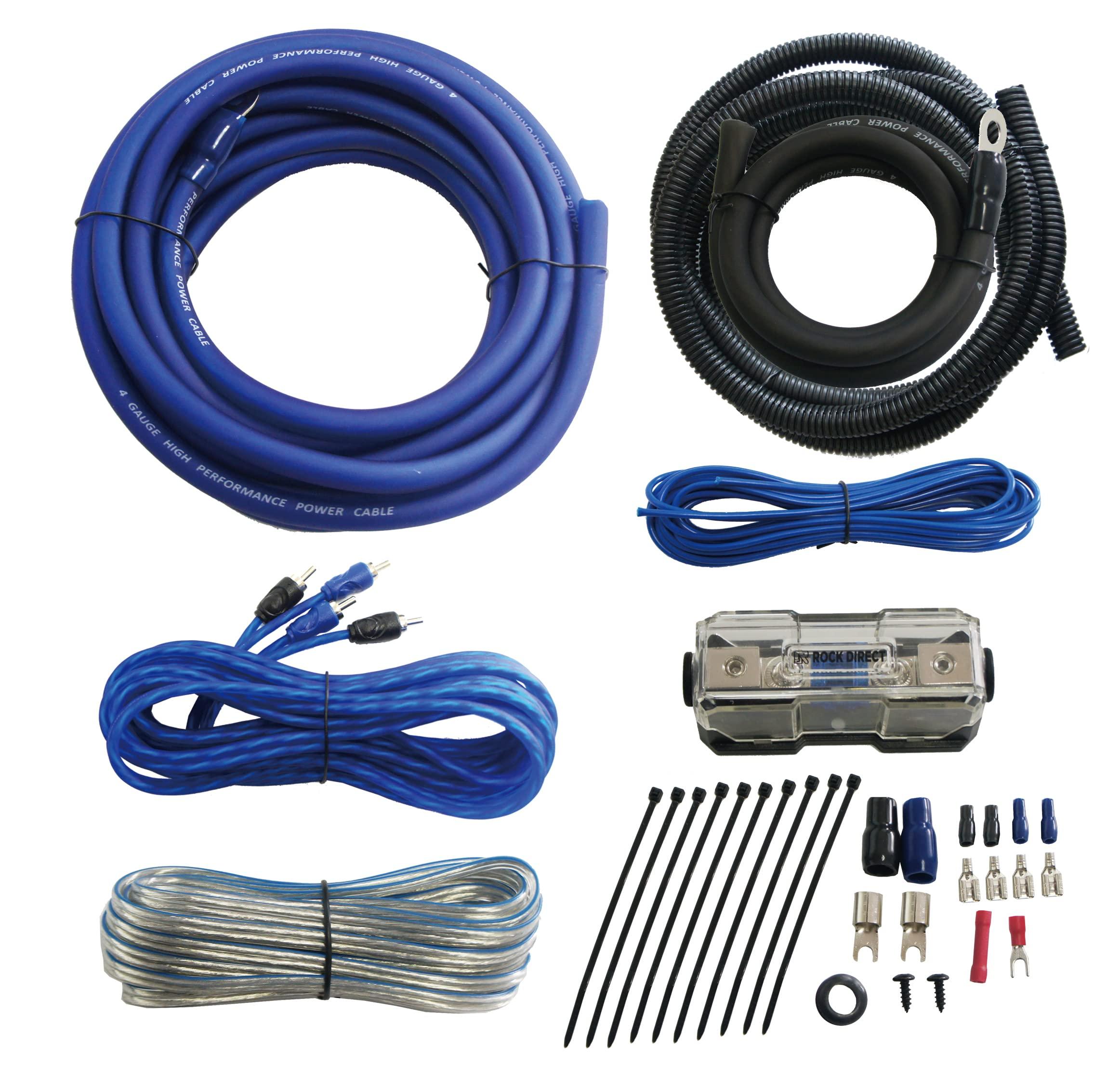 RonDexy Rock Direct True 4 Gauge Car Audio Cable Amp Wiring Kit 2 Channel CCA Power Cable Amplifier Install Wiring Kit
