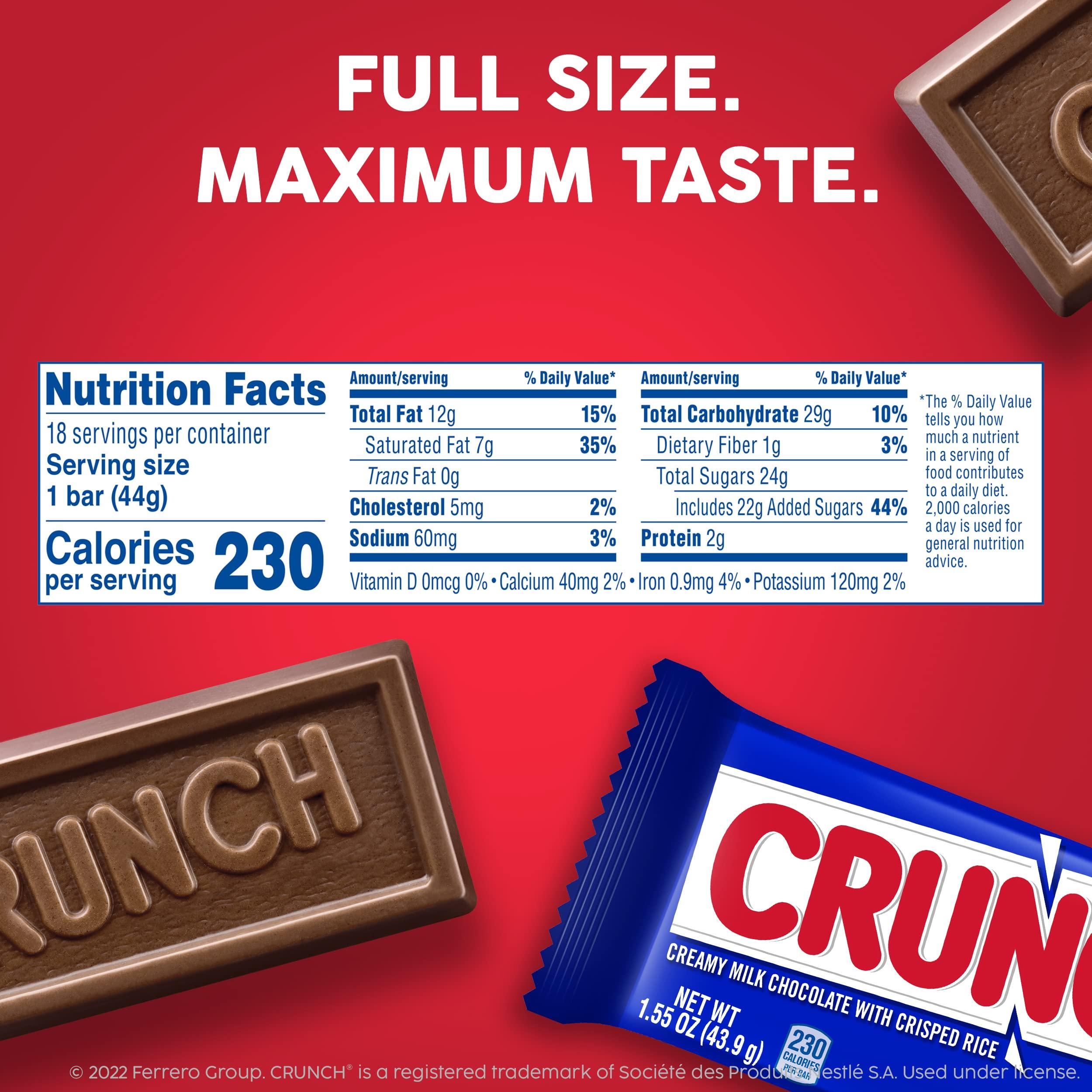CRUNCH, Bulk 18 Pack, Milk Chocolate and Crisped Rice, Full Size Individually Wrapped Candy Bars, 1.55 oz Each - Image 7