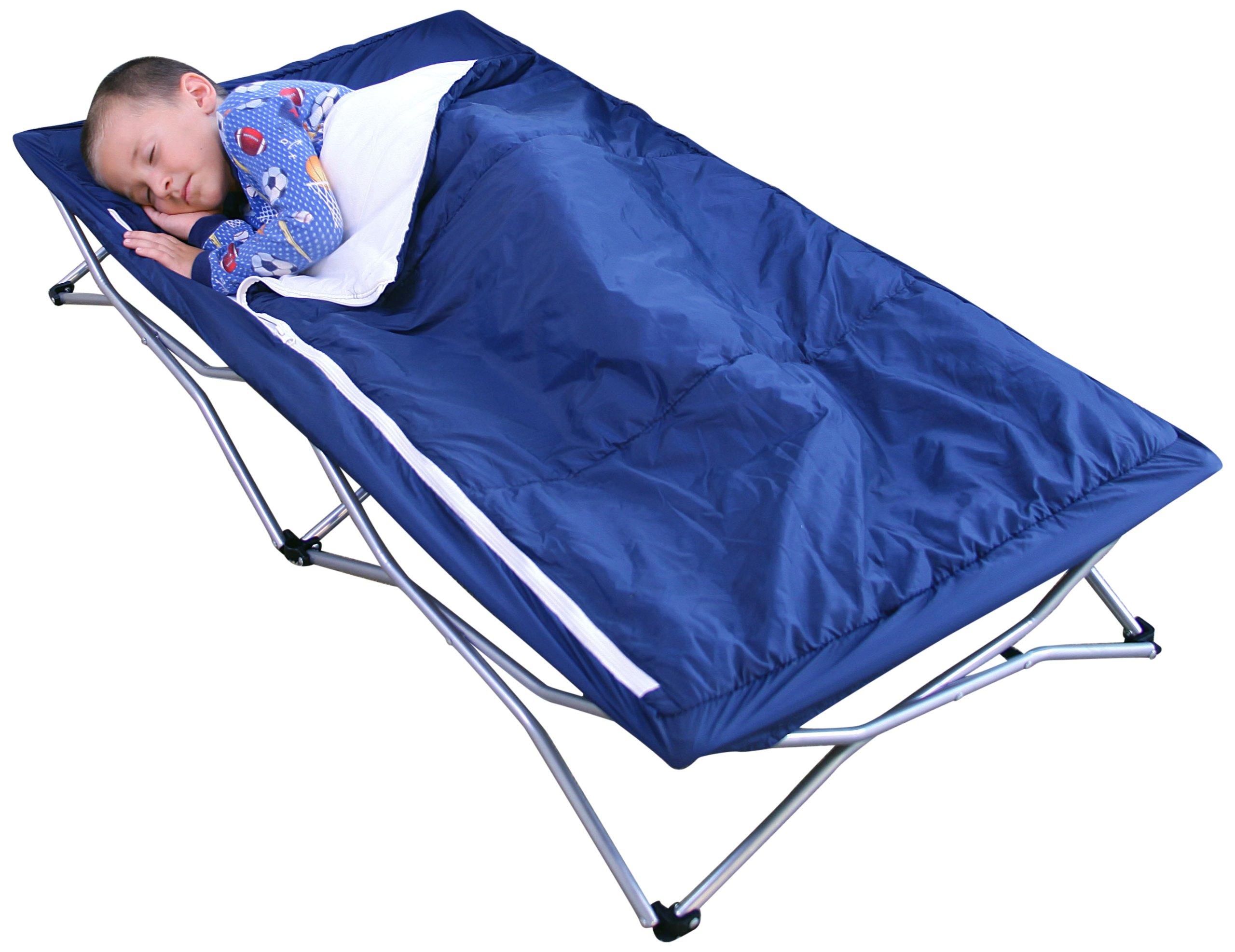 Regalo My Cot Deluxe Portable Toddler Bed, Includes Sleeping Bag, Navy - Image 3