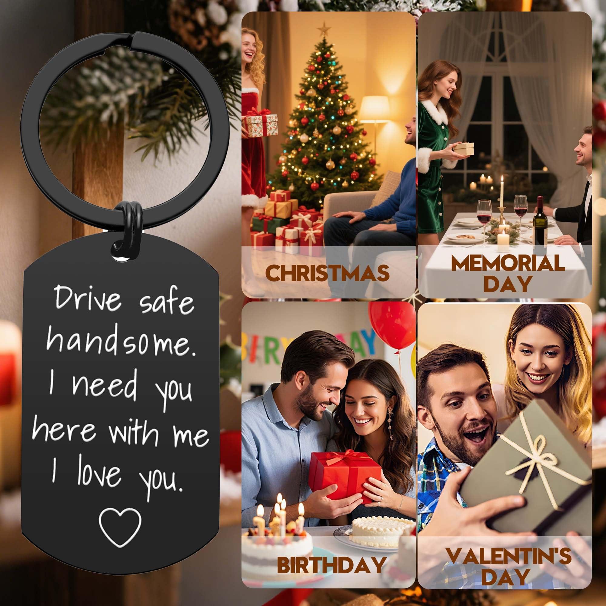 iWenSheng Drive Safe Keychain for Boyfriend - Drive Safe Handsome I Need You Here With Me Keyring Birthday Valentine’s Day Gifts for Him Boyfriend Husband Gifts - Image 5