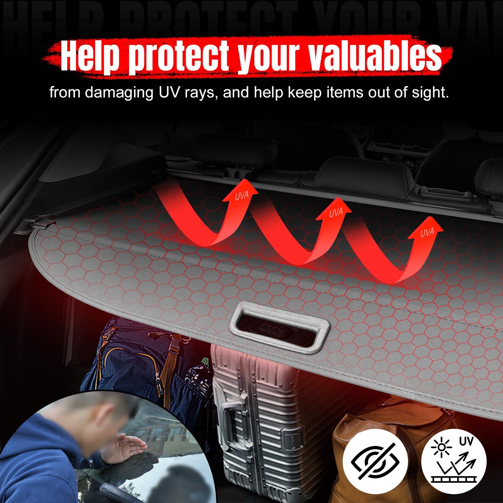 IKON MOTORSPORTS, Cargo Cover Compatible with 2010-2015 Lexus RX350 RX450h All Models, PVC & Aluminum Rod Black Security Rear Trunk Cover Security Retractable Shield, 2011 2012 2013 2014 - Image 9