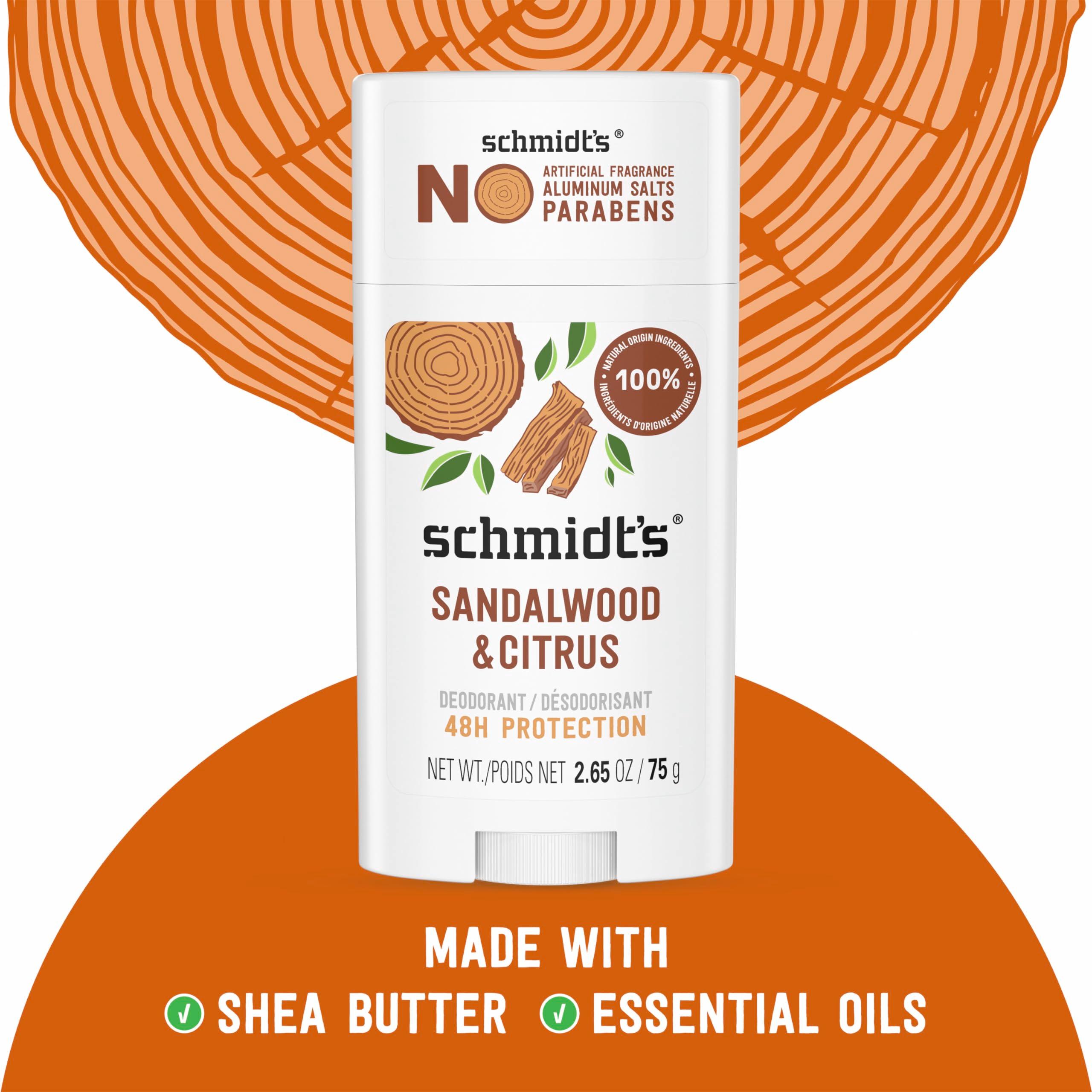 Schmidt's Aluminum-Free Vegan Deodorant Sandalwood & Citrus 2 Count for Women and Men, with 24 Hour Odor Protection, Natural Ingredients, Cruelty-Free, 2.65 oz - Image 3