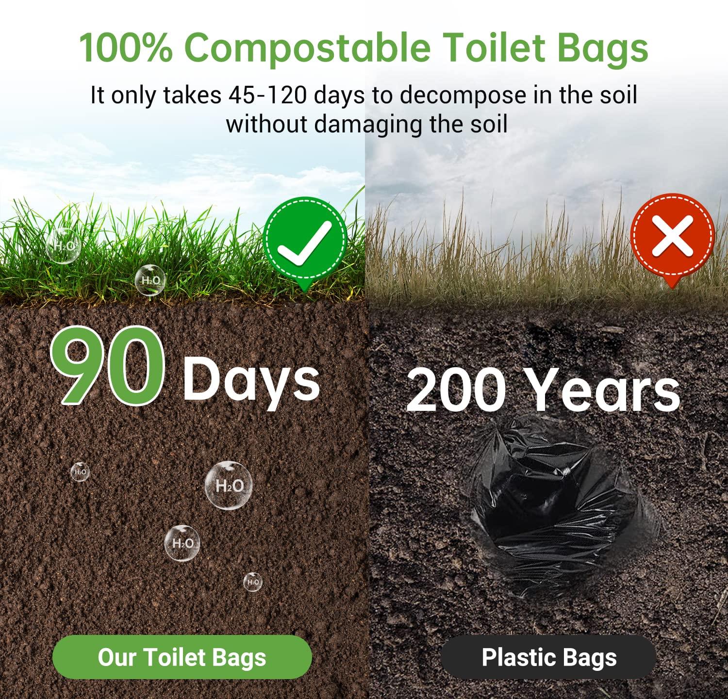 Portable Toilet Replacement Bags, 25 Count 8 Gallon 1.5 Mil Super Thickened Compostable Trash Bags, 30 Liter Camping Toilet Bags for Travel Outdoors, Boating, Emergency Toilet Bag for Car - Image 4
