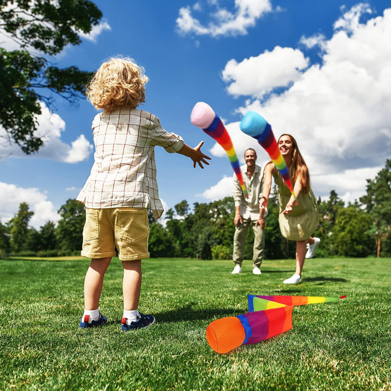 Leyndo 8 Pcs Throw and Catch Balls with Rainbow Tail, Fun Colorful Sports Comet Balls Playground Toys for School Classroom Beach Outdoor Camping Healthy and Fun Games, 26 Inch Long(Multi Color) - Image 2