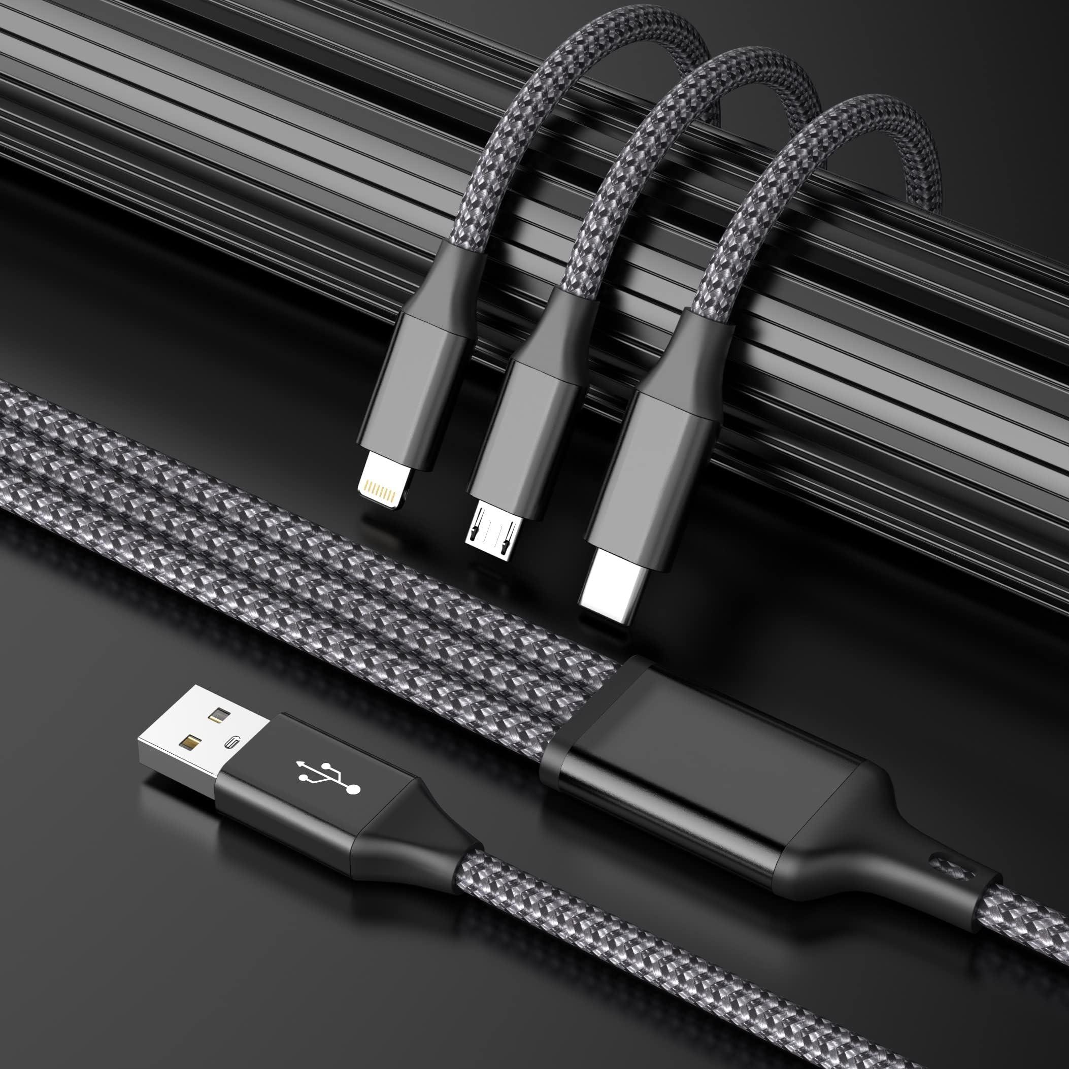 IDISON Multi Charging Cable(2Pack 4FT), 3 in 1 USB Charging Cable for Multiple Devices, Braided Universal Phone Charger Cord with Type-C, Micro USB, IP Port for iPhone16/15/14/Android Phones and More - Image 7