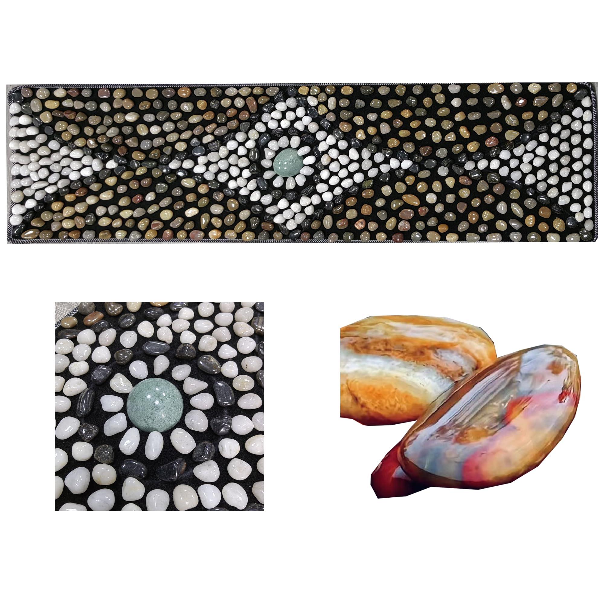 Generic Pebbles Cobblestone Foot Massage Mat for Reflexology Massage,Acupressure Relieve,Stimulates Blood Circulation for Pain Relief, 15.75*59.06in, Black - Image 8