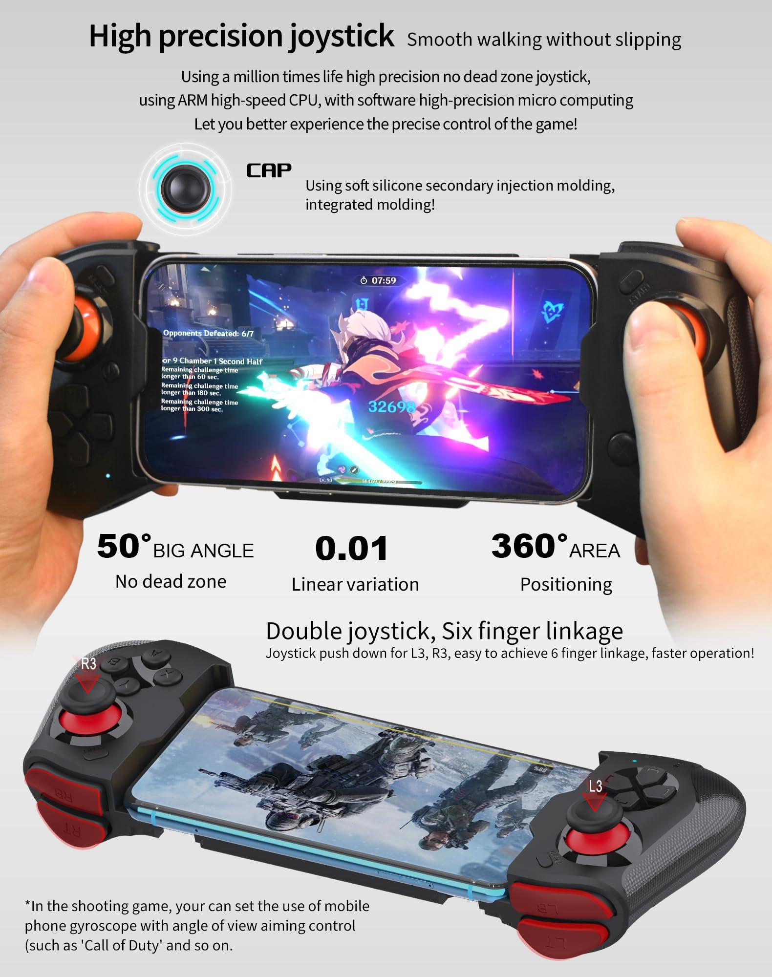 Joso Mobile Game Controller for iPhone, Android, PC, Steam, Direct Play, 15 Hours Playtime, Phone Controller Gamepad Joystick for iPhone 14 13 12 Pro Max, Galaxy S23 S22 Ultra, iPad, Tablet, MFi Games - Image 4