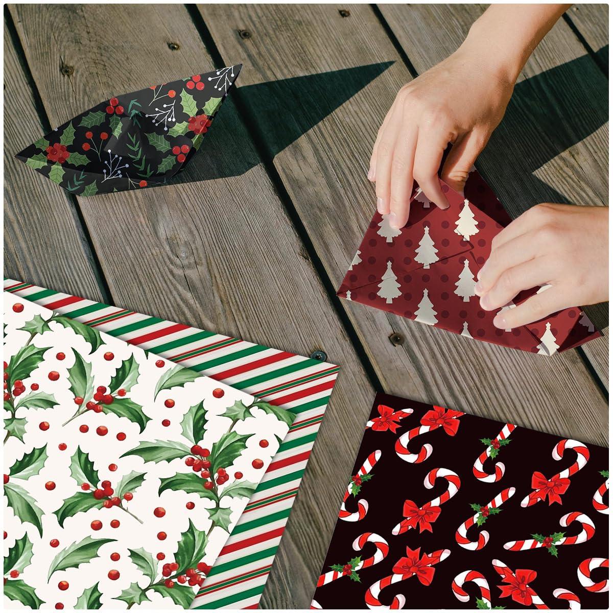 Christmas Pattern Paper Pad Red Green Textured Scrapbook Double Sided Folded Flat Xmas Craft Paper for DIY Background Card Making Scrapbooking Photo Album - Image 2