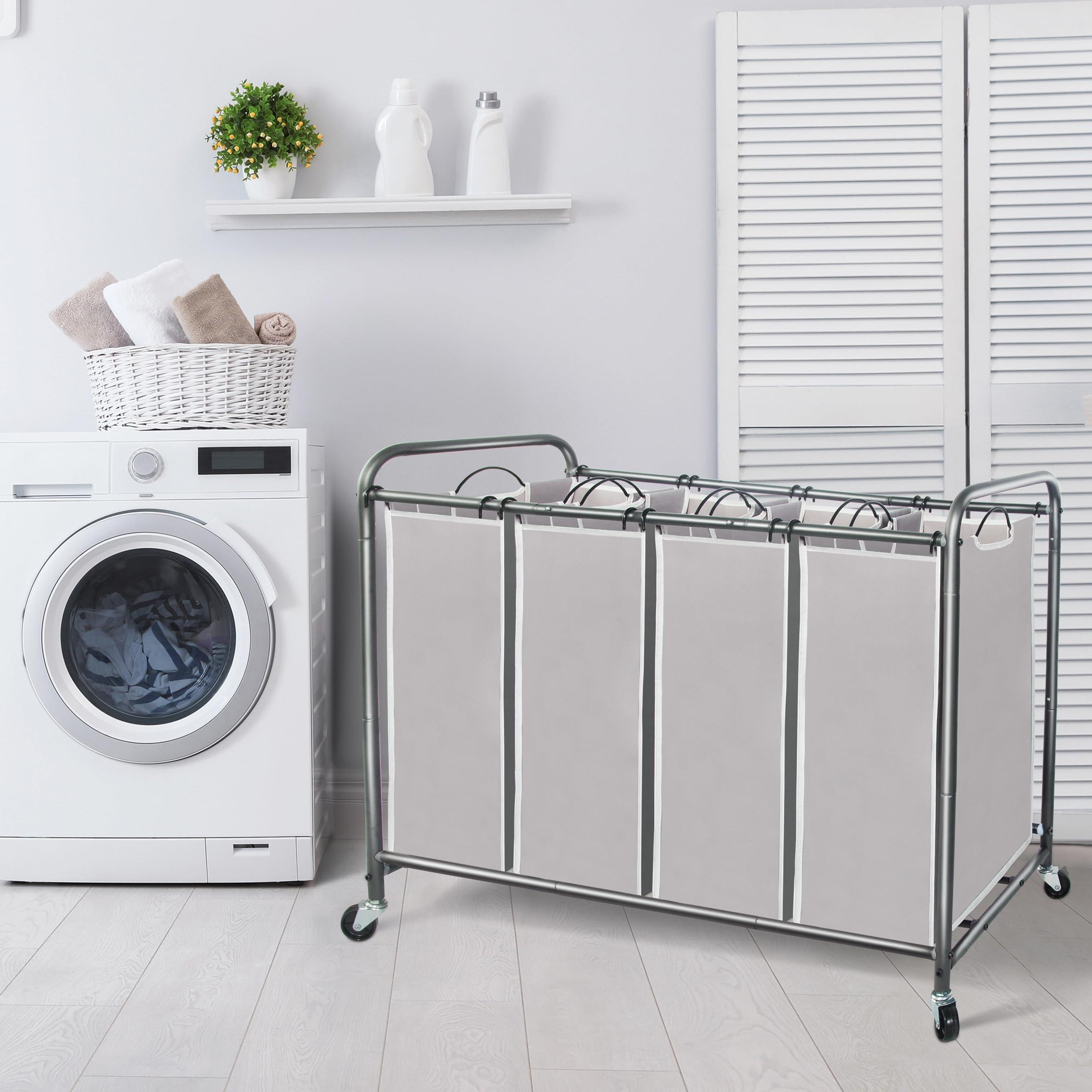 STORAGE MANIAC Laundry Sorter 4 Section, 47.8 Gal (181 L) Laundry Hamper with Wheels, Clothes Divider Basket Sorter, Clothes Separator Hamper Cart with Wheels and Removable Bags, Gray - Image 2